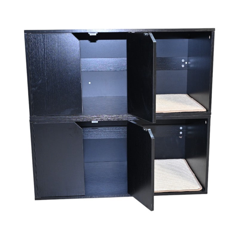 35.83' Cat Litter Box Enclosure Hidden Furniture (Scratch Pad Included), Modern Black Cat House with Corrugated Cardboard Scratching Pad - 35.83' x 20.47' x 17.05', 52 lbs