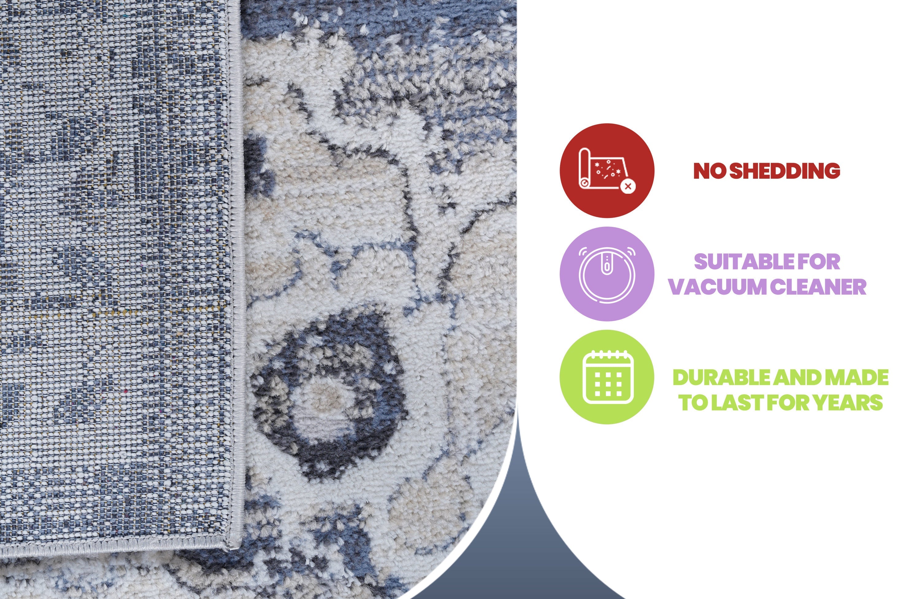 NAAR PAYAS Collection 5X7 Cream / Blue / Medallion Area Rug