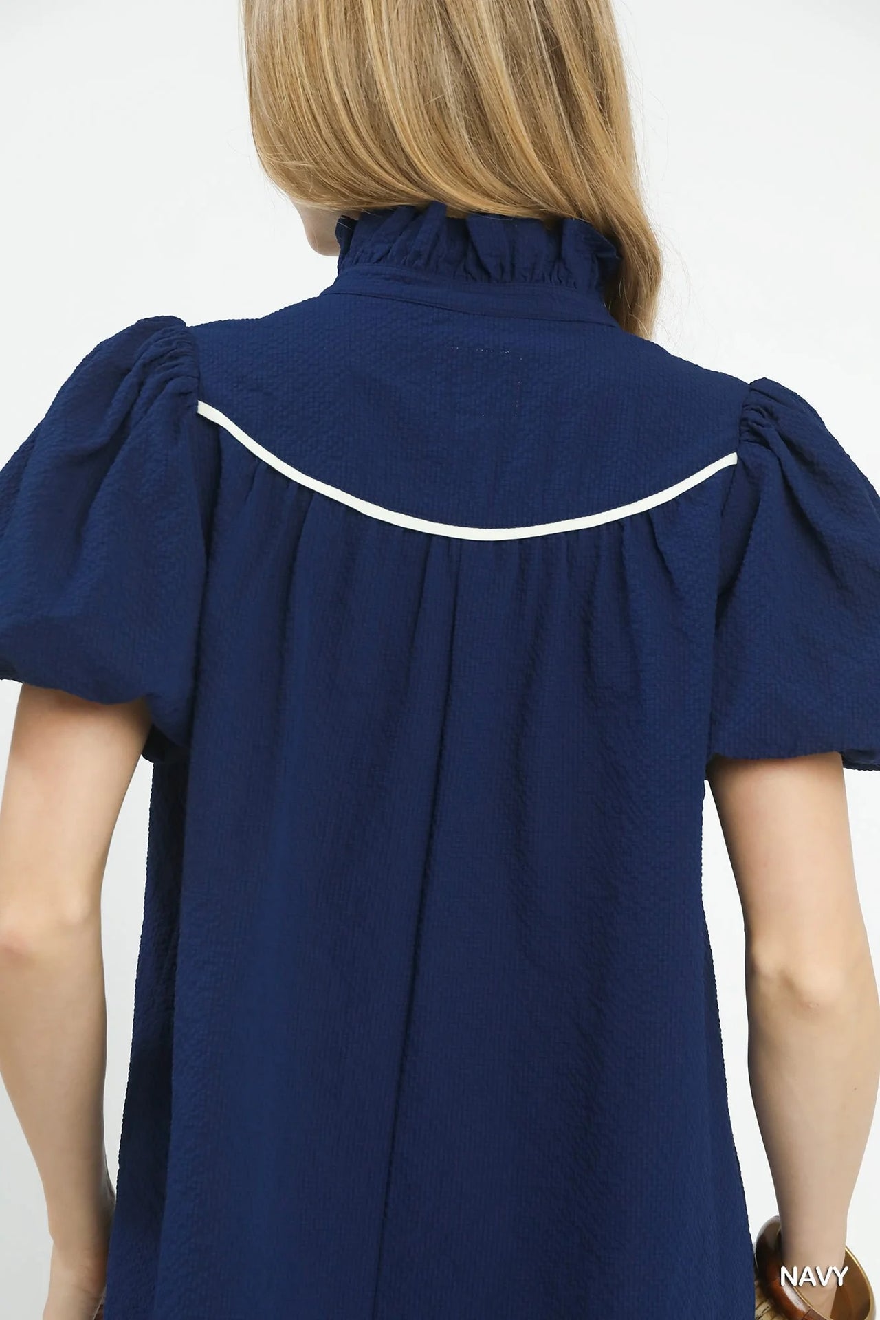 Umgee Textured Puff Sleeve Blouse