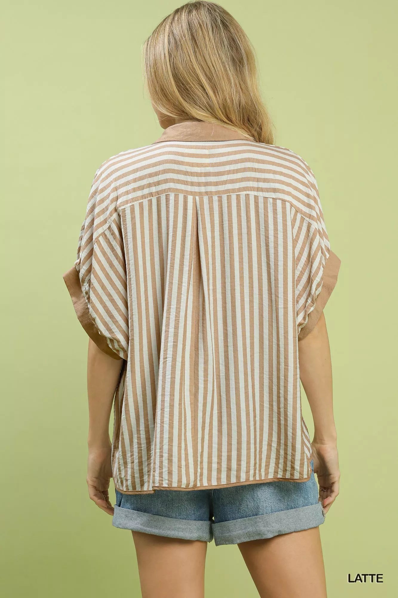 Umgee Stripe Collared Oversized Top