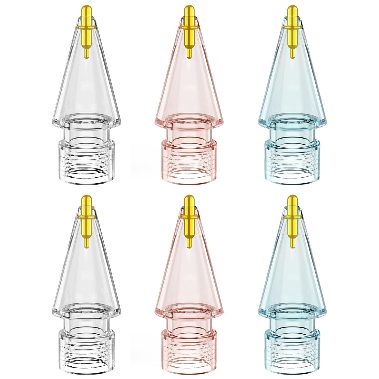 FAFALITHIC 6 Pack Clear Replacement Tips Compatible with Apple Pencil 2nd Generation Apple Pencil 1st Generation Apple Pencil USB-C & Apple Pencil Pro (Clear/Clear Pink/Clear Blue)