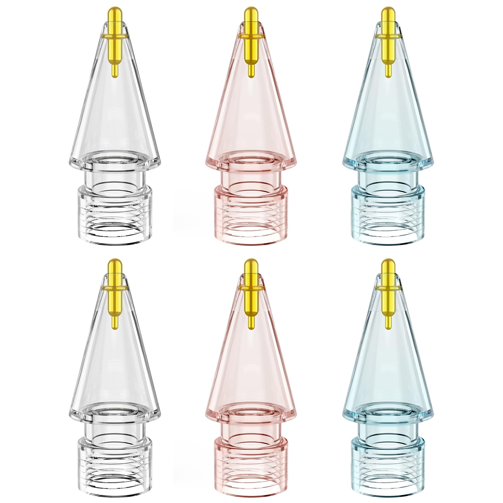 FAFALITHIC 6 Pack Clear Replacement Tips Compatible with Apple Pencil 2nd Generation Apple Pencil 1st Generation Apple Pencil USB-C & Apple Pencil Pro (Clear/Clear Pink/Clear Blue)