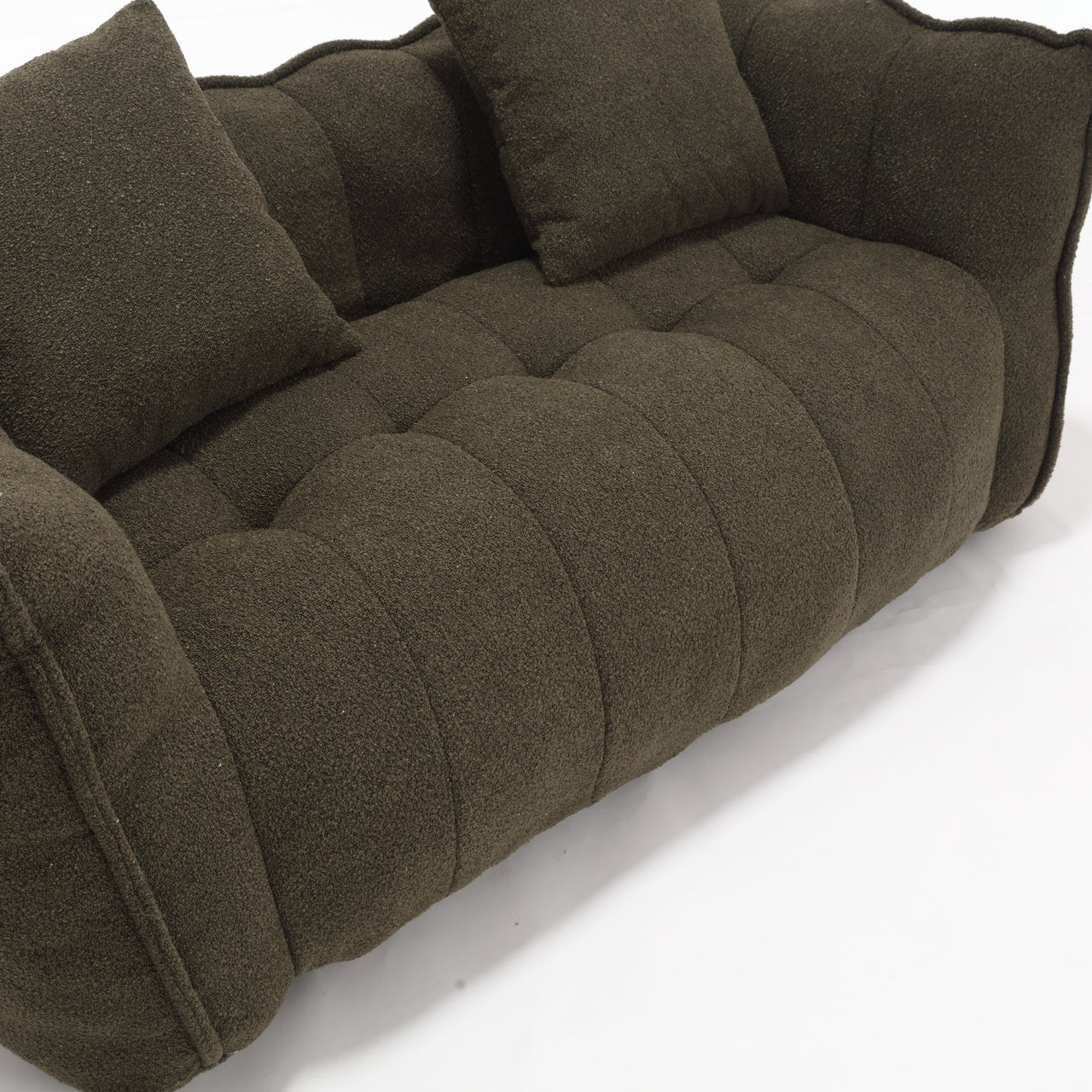 Cozy Beanbag Chair with High Resilience Foam Core for Two - Olive Green Chenille, 66x35x25 inches