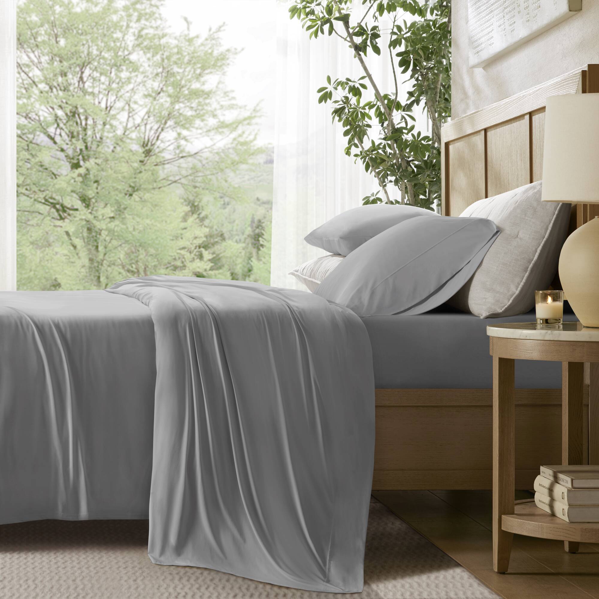 4-Piece King Stretch Jersey Sheet Set,Grey