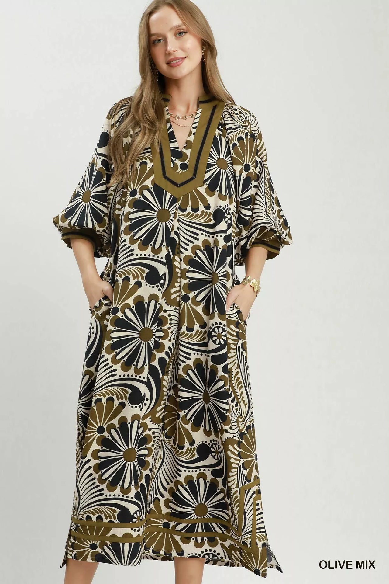 Umgee Abstract Print Midi Dress