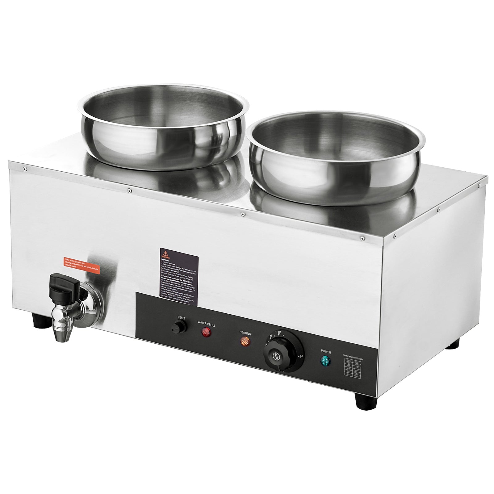 Electric Soup Warmer, Dual 7.4QT Stainless Steel Round Pot 86~185°F Adjustable Temp, 1200W Commercial Bain Marie with Anti-dry Burn and Reset Button, Soup Station for Restaurant, Buffet, Silver