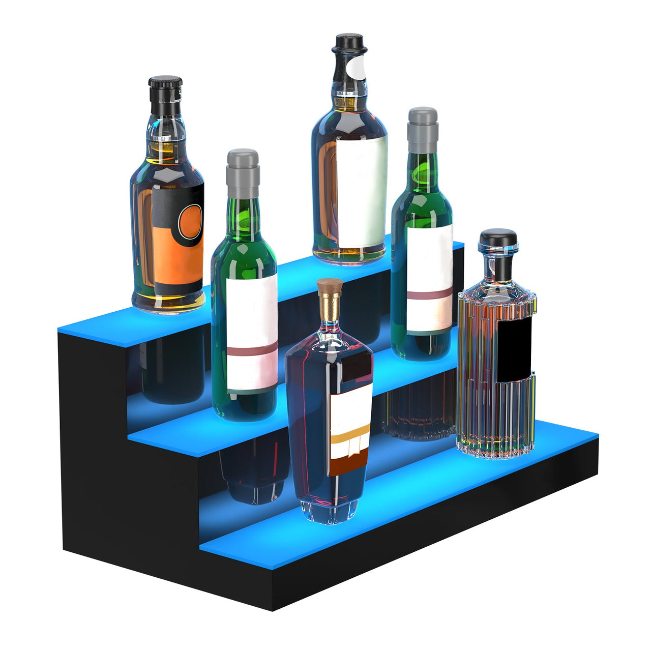 LED Lighted Liquor Bottle Display Bar Shelf RF & App Control 24' 3-Step