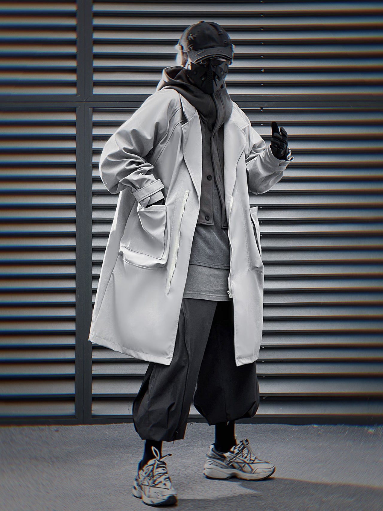 HiJ36 Grey Urban Trench Coat