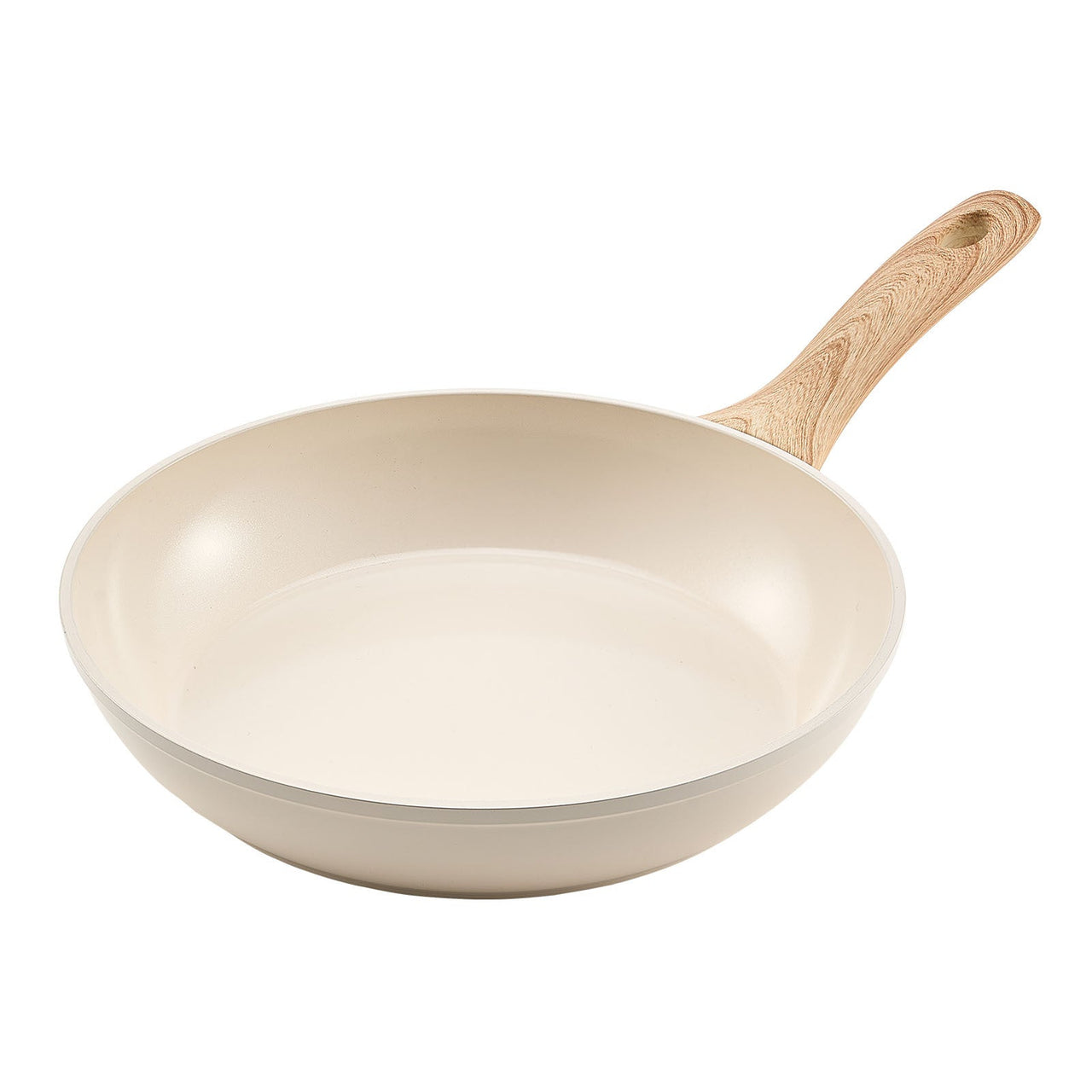3 Piece Frying Pan Aluminum Skillet Set 8 9.5 11 in Handle Pre-Seasoned Beige