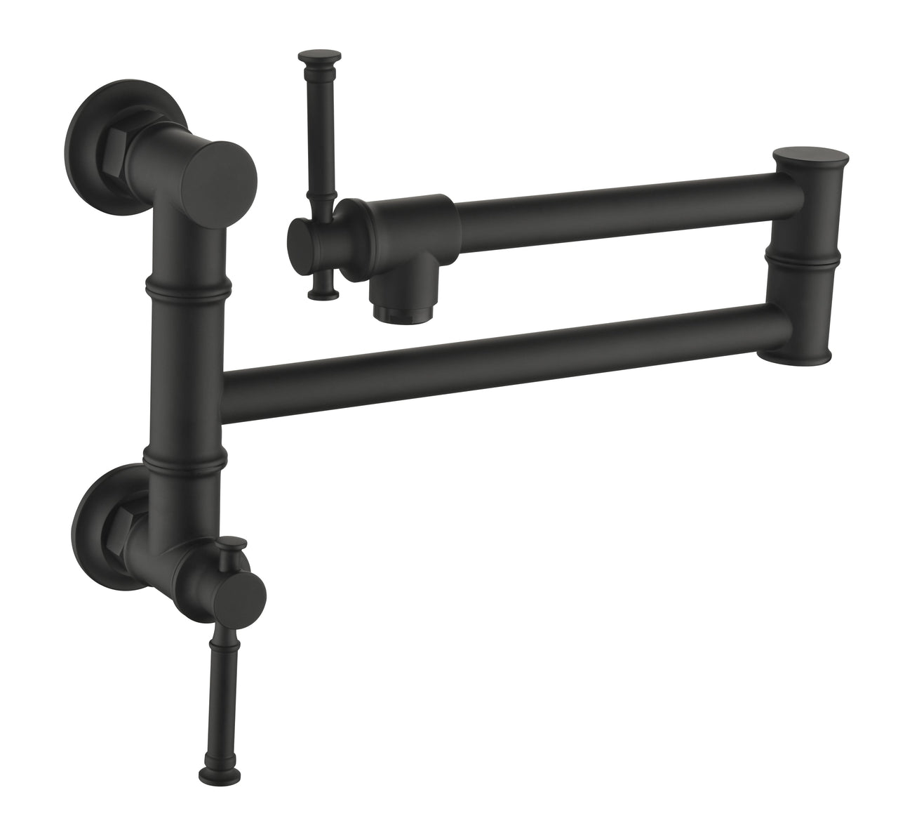 Wall mounted Pot Filler Faucet, Modern Brass Pot Filler Two-Attachment Wall Mount Folding Kitchen Pot Filler Swing Arm