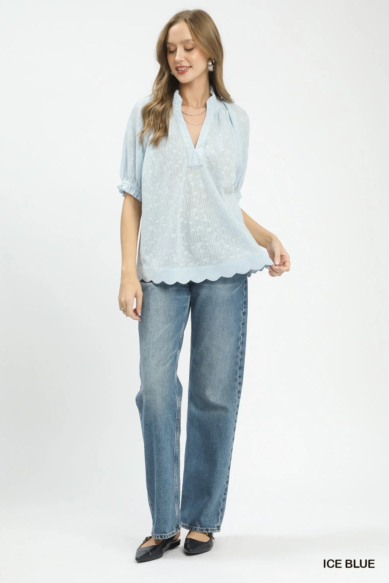 Umgee Textured Pintuck Blouse