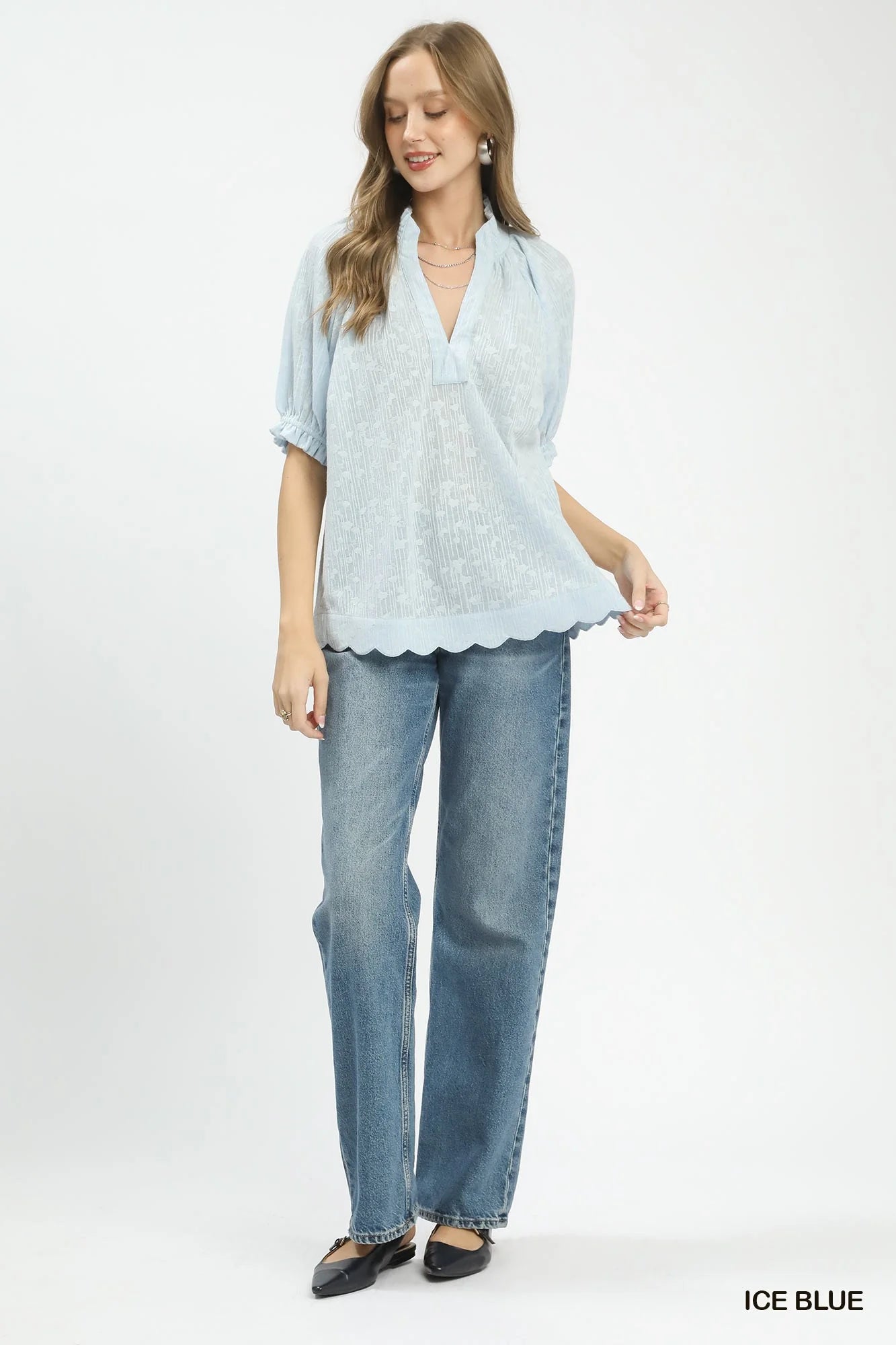 Umgee Textured Pintuck Blouse