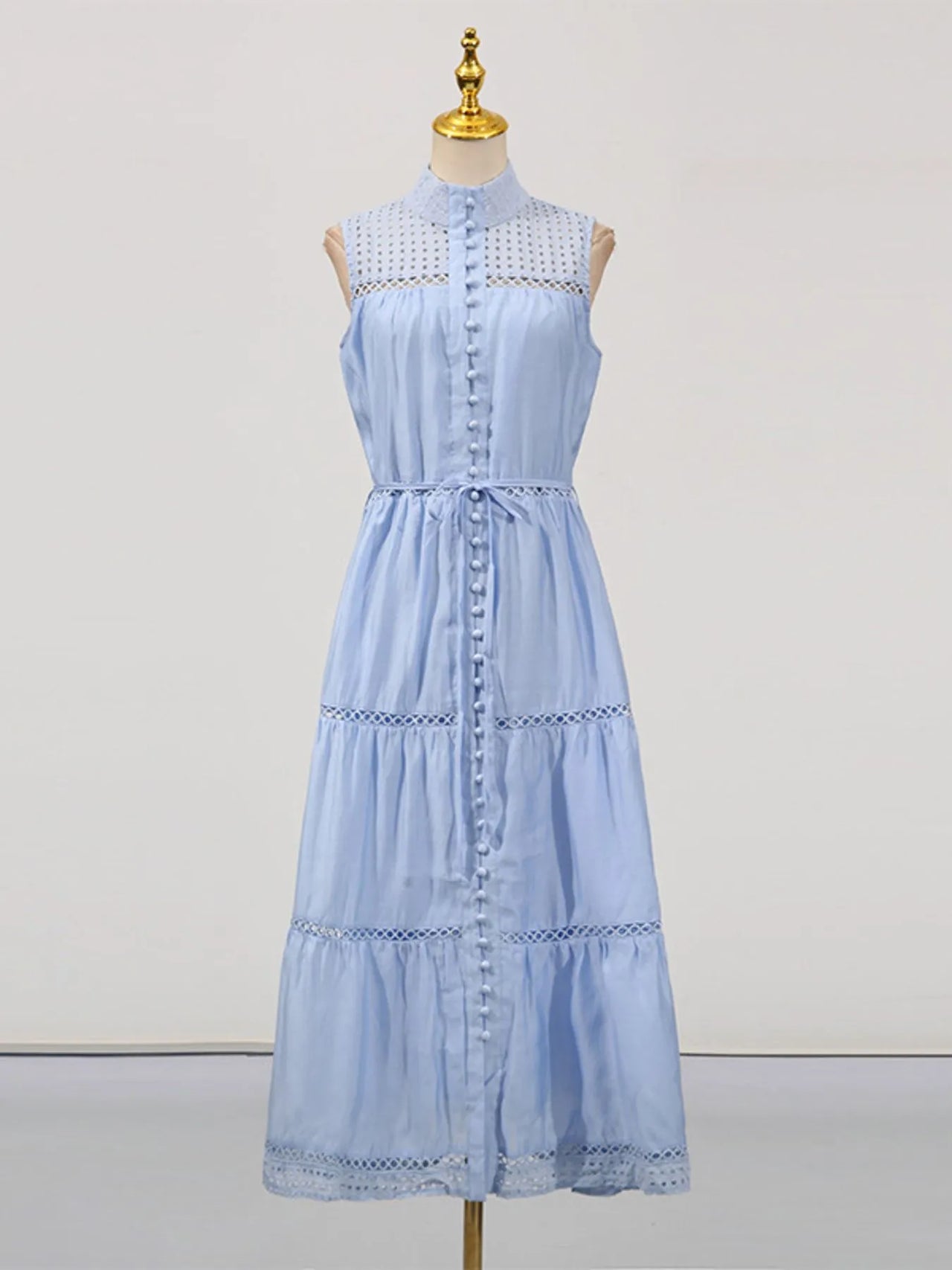 Hollow Out Sleeveless Midi Dress