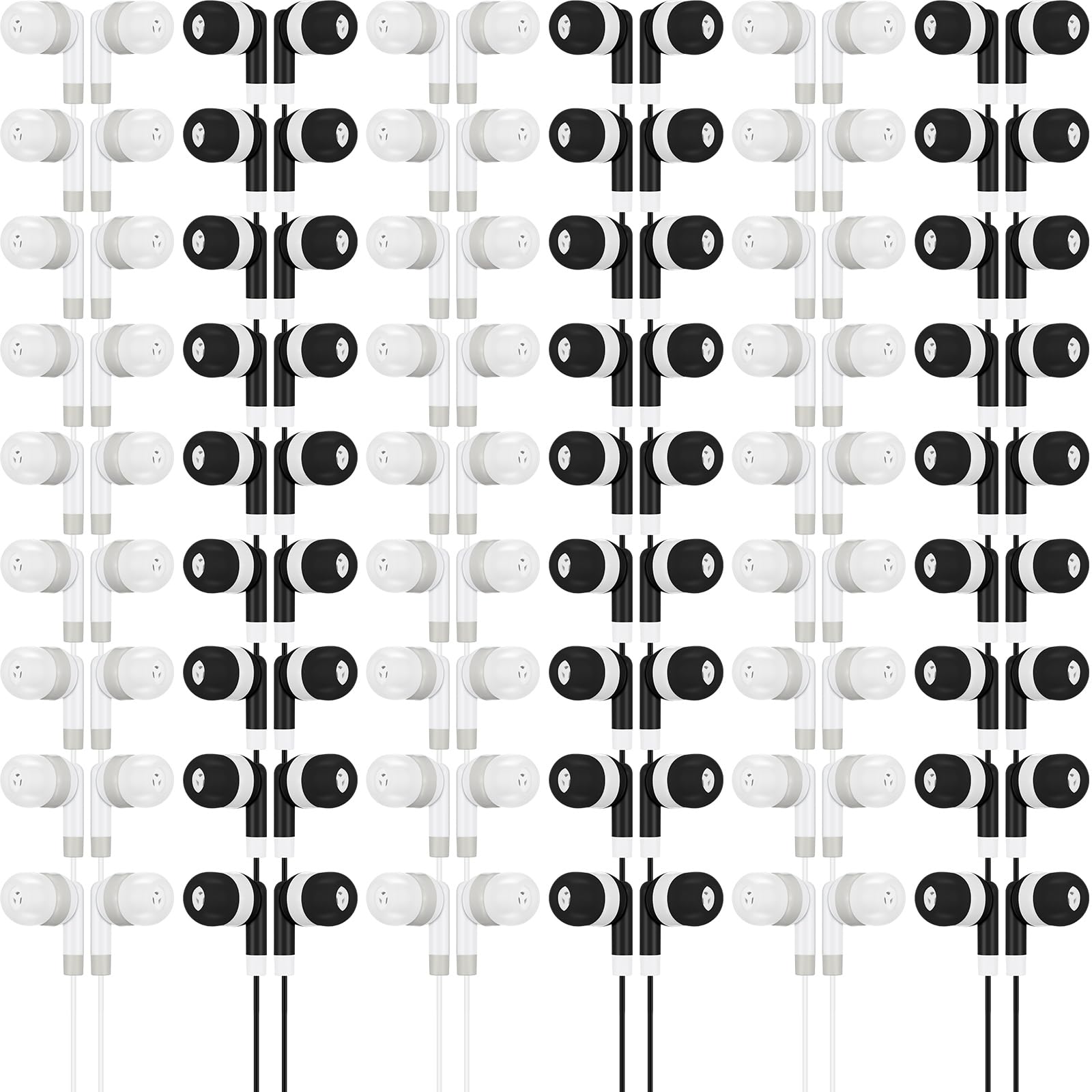 Kigeli 100 Pcs Kids Bulk Earbud Headphones for Classroom Student Wired Headphones in-Ear Earbud 3.5 mm Disposable Earphones Set for Kids Adult Class School Library Laptop (Grey Black)