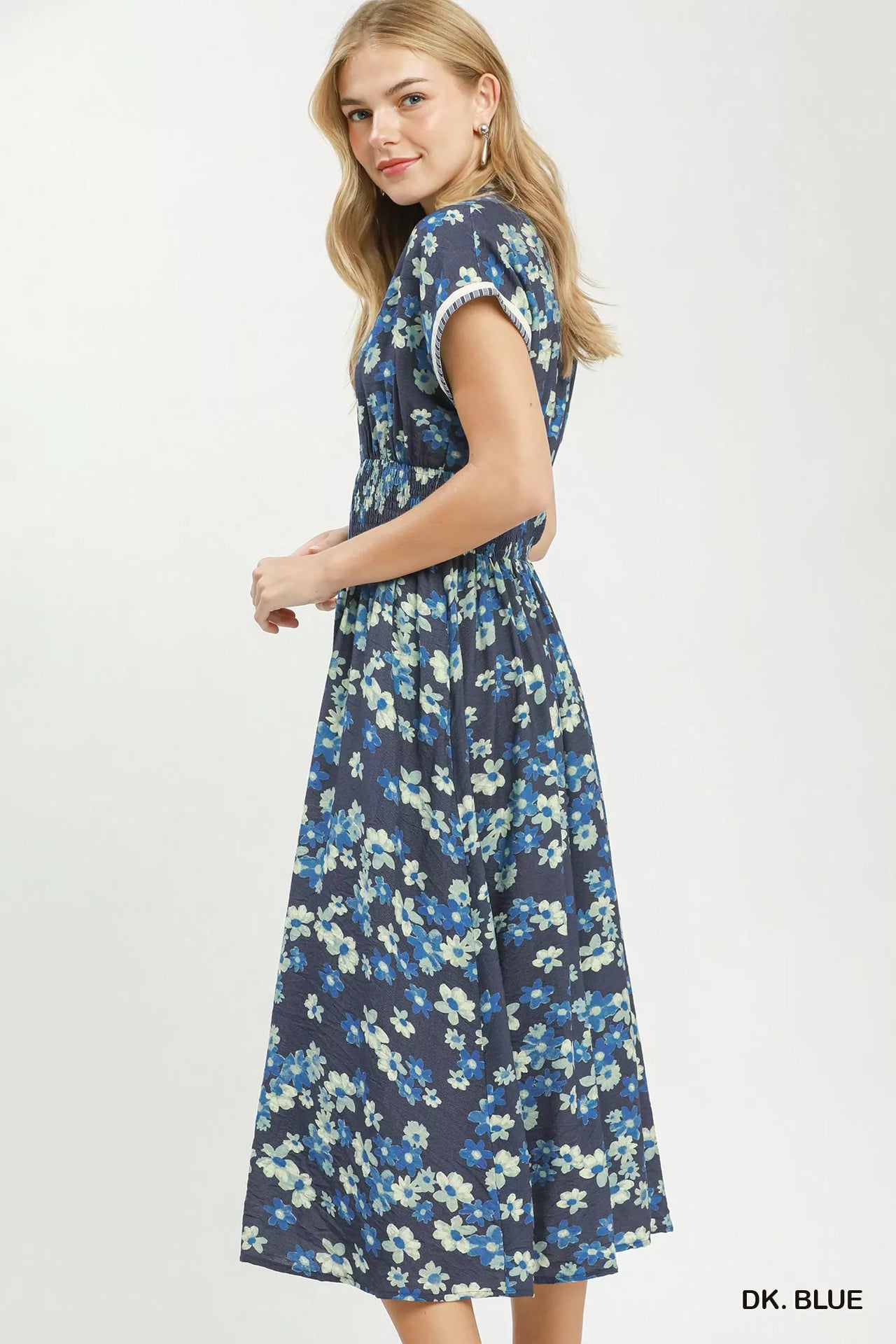 Umgee Ruffle Sleeve Henley Shift Dress