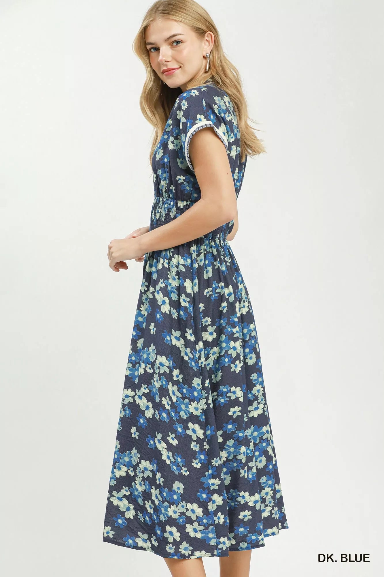 Umgee Ruffle Sleeve Henley Shift Dress