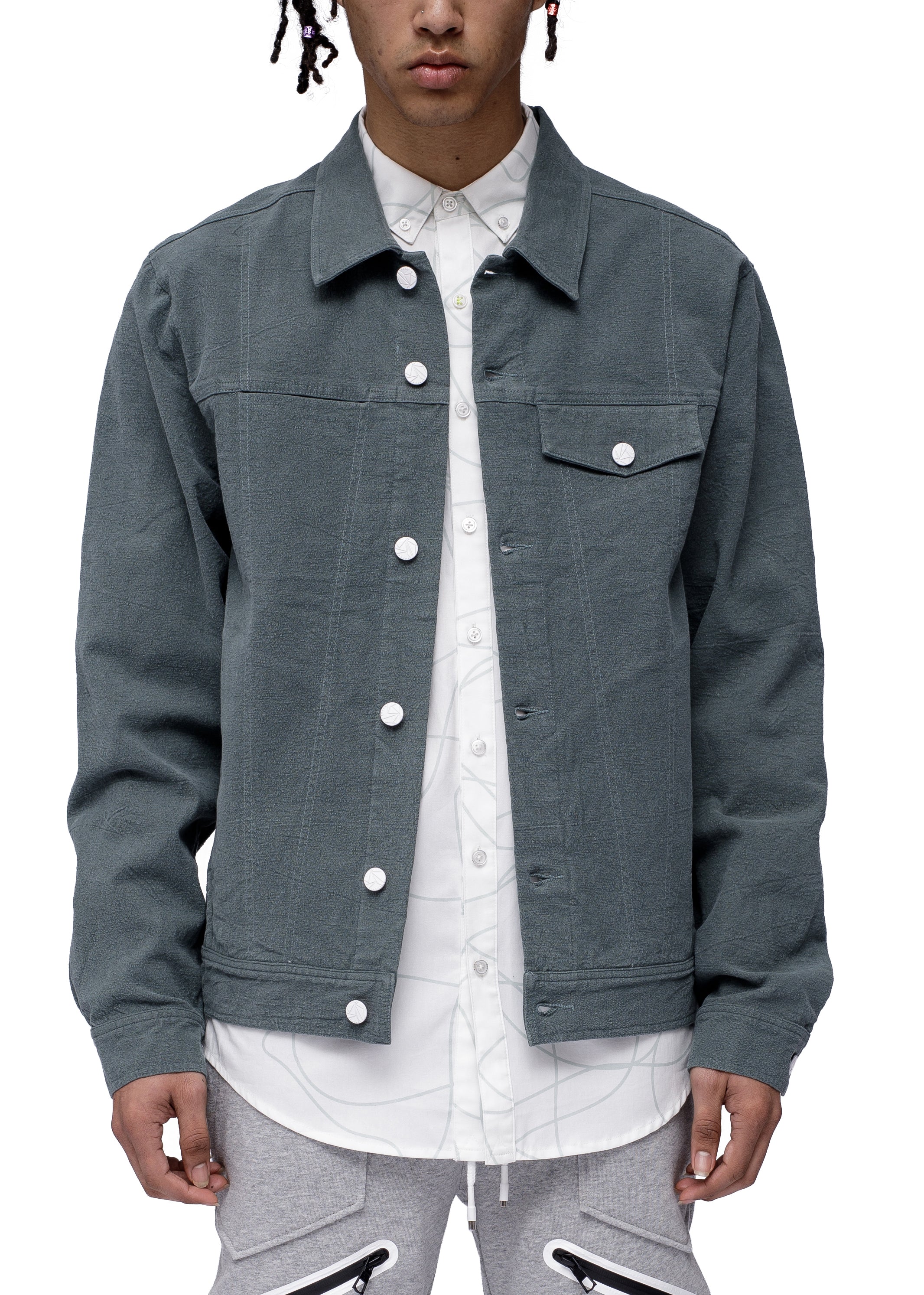 Konus Men's Trucker Jacket In Green