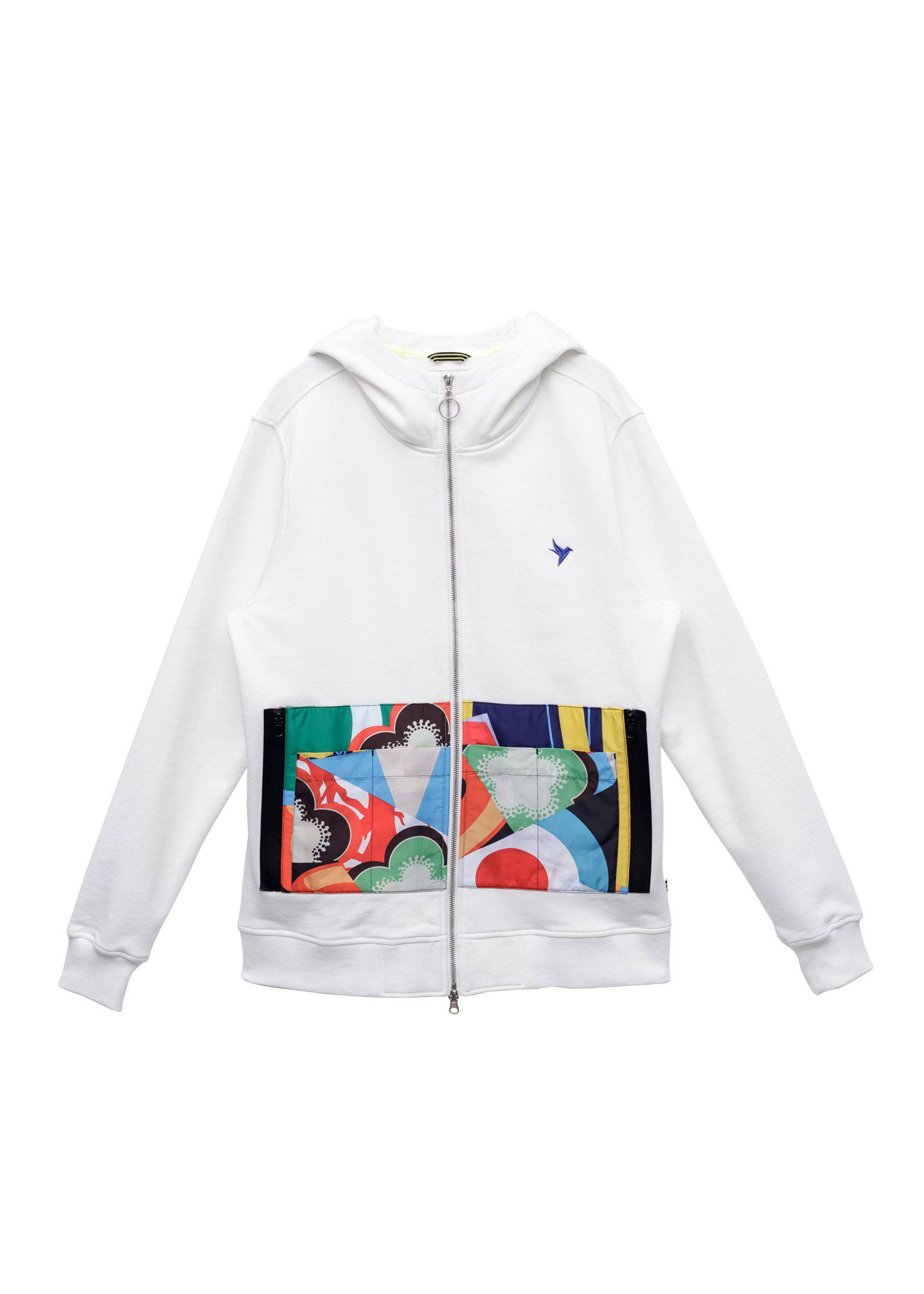 Konus Men's Pocket Zip up Hoodie in White