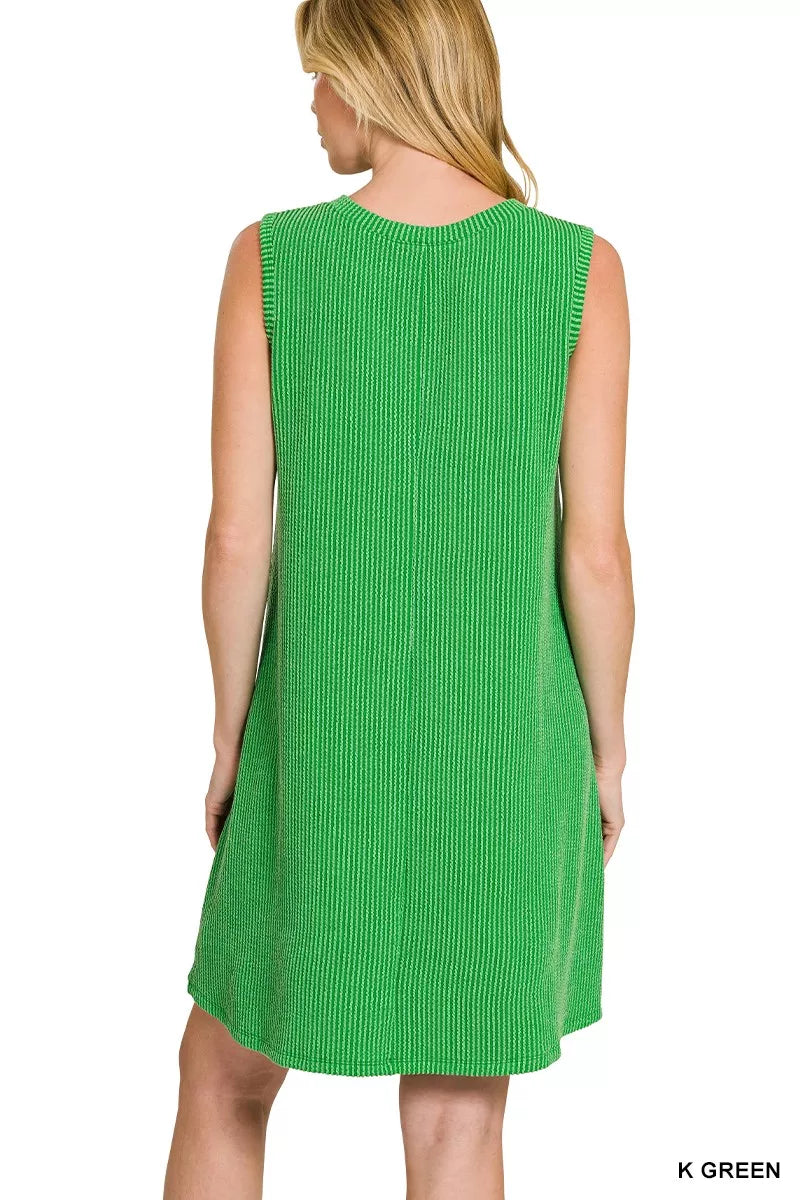 Zenana Raised Rib Sleeveless Mini Dress