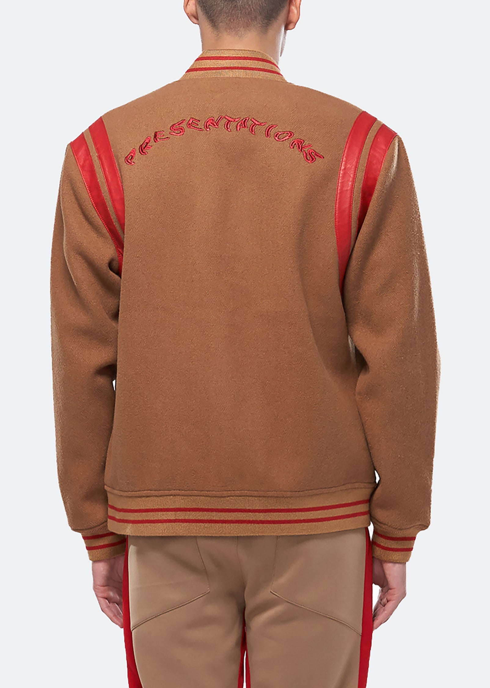 Konus Men's Wool Blend Varsity Jacket in Camel