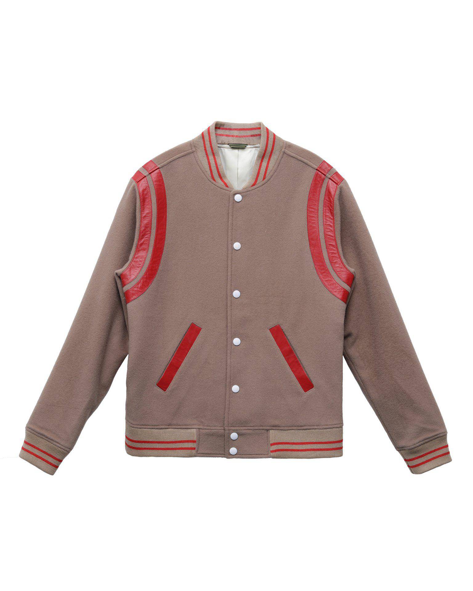 Konus Men's Wool Blend Varsity Jacket in Camel