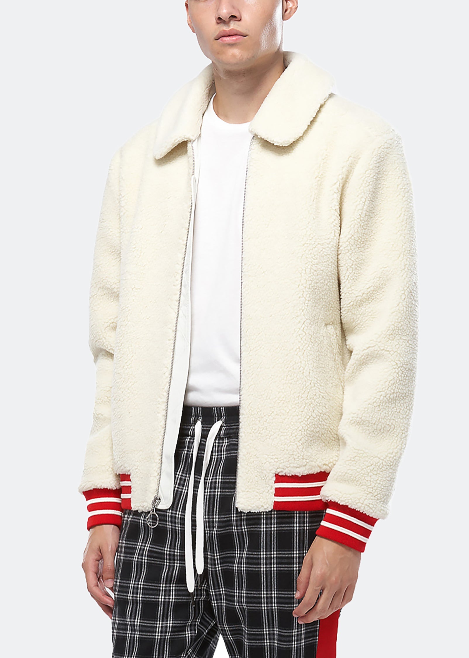 Konus Men's Sherpa Zipup Jacket in Off White
