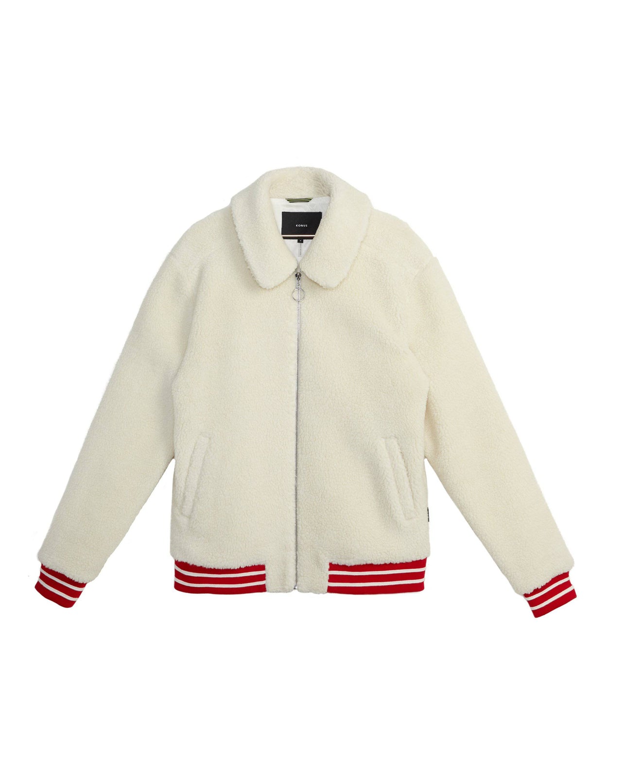 Konus Men's Sherpa Zipup Jacket in Off White