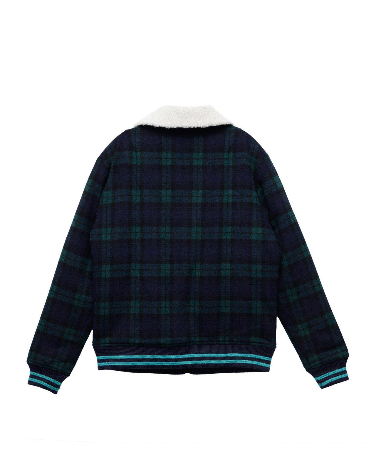 Konus Men's Wool Blend Plaid Jacket with Sherpa Collar in Green