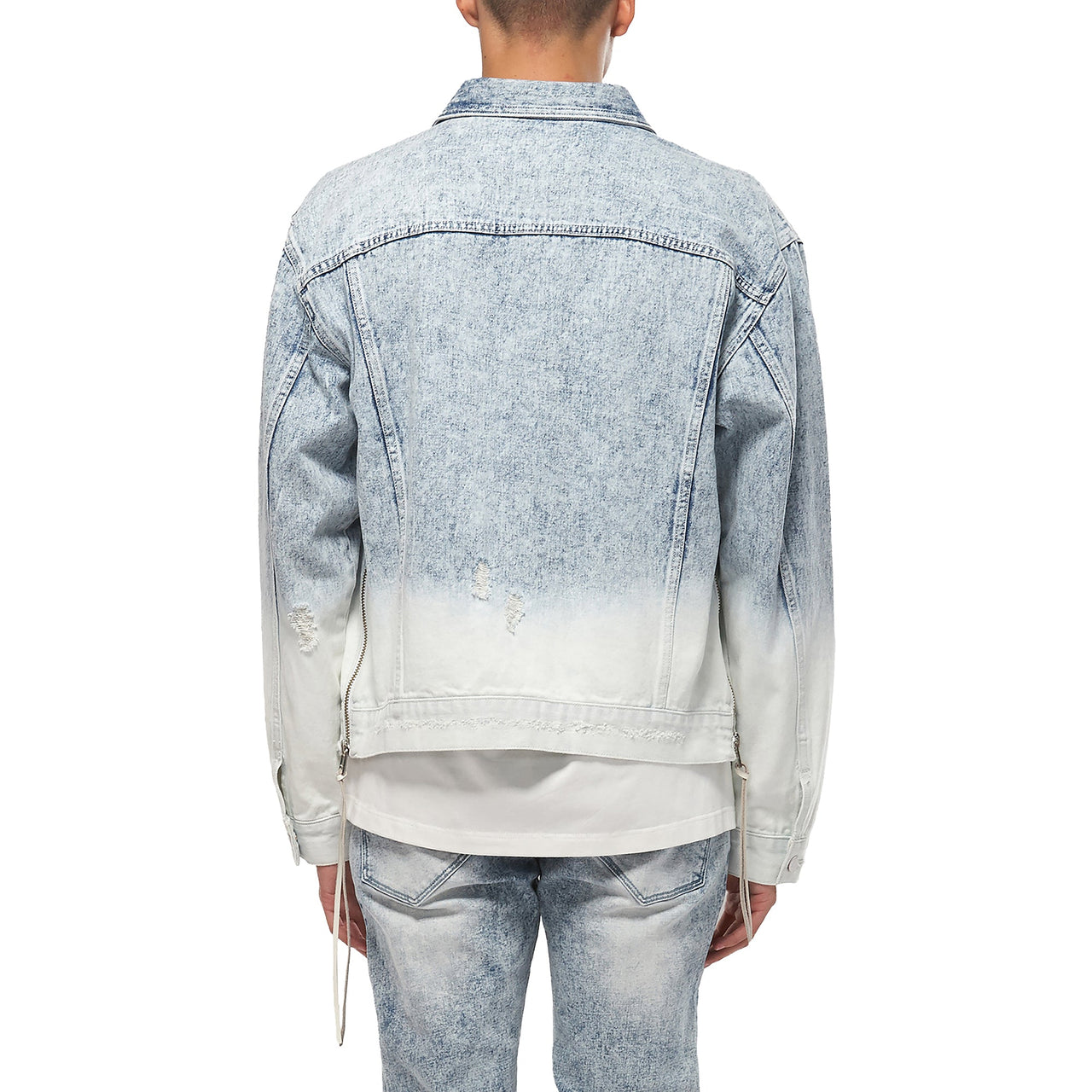 Konus Men's Denim Trucker Jacket with Ombre Bleaching