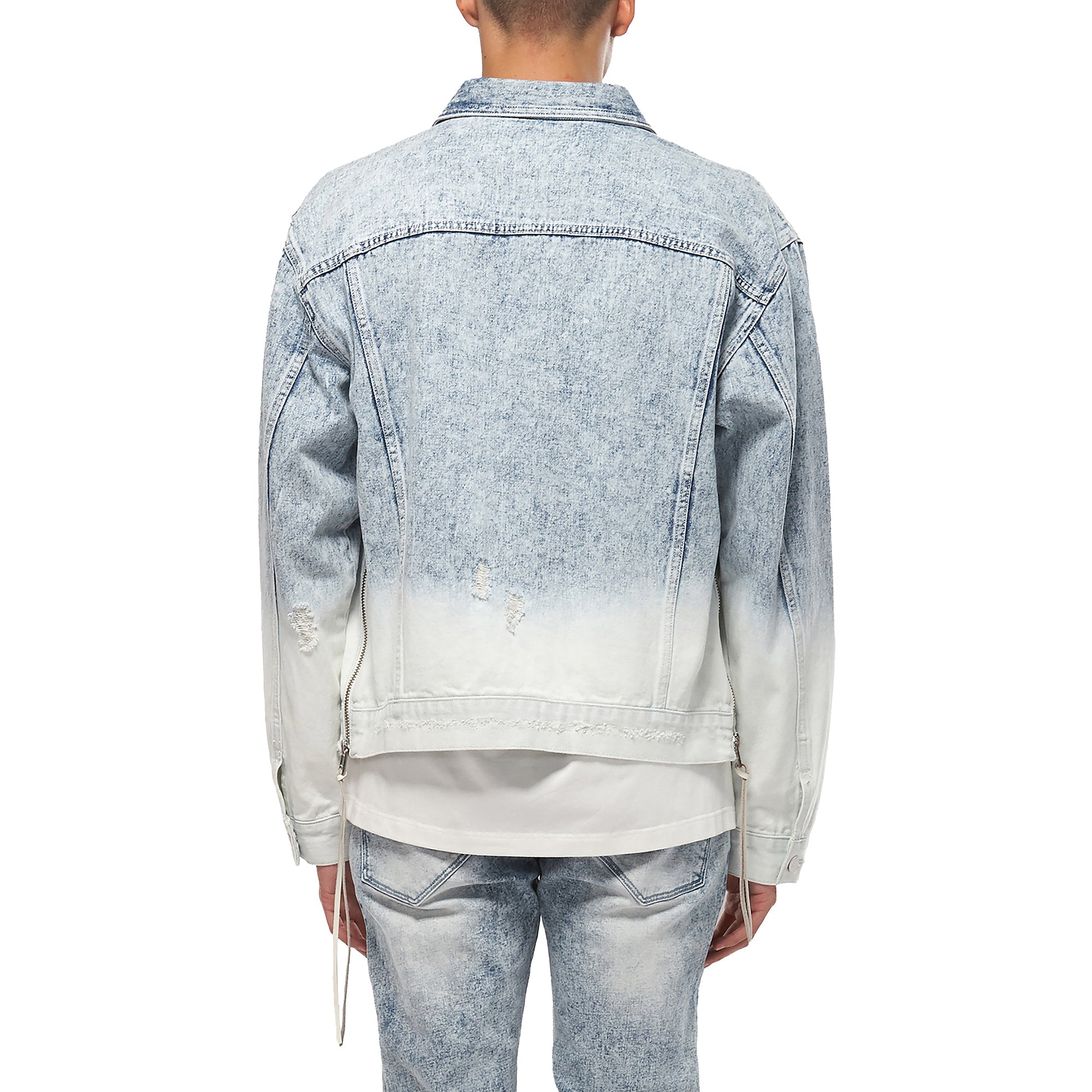Konus Men's Denim Trucker Jacket with Ombre Bleaching