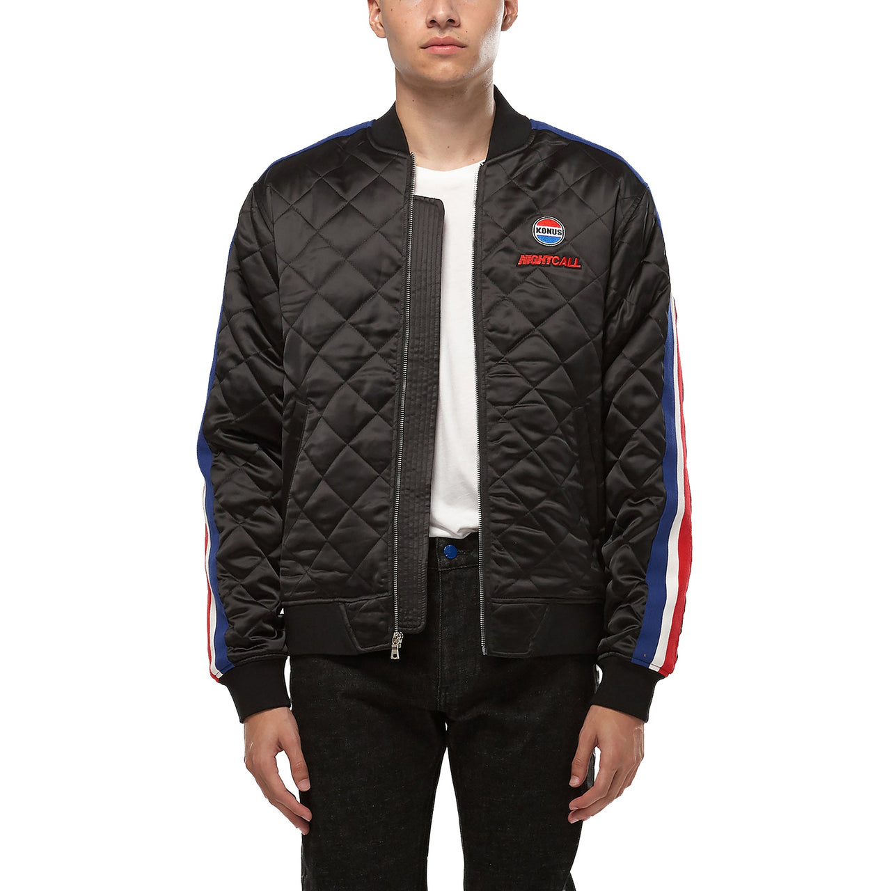 Konus Men's Quilted Satin Jacket in Black