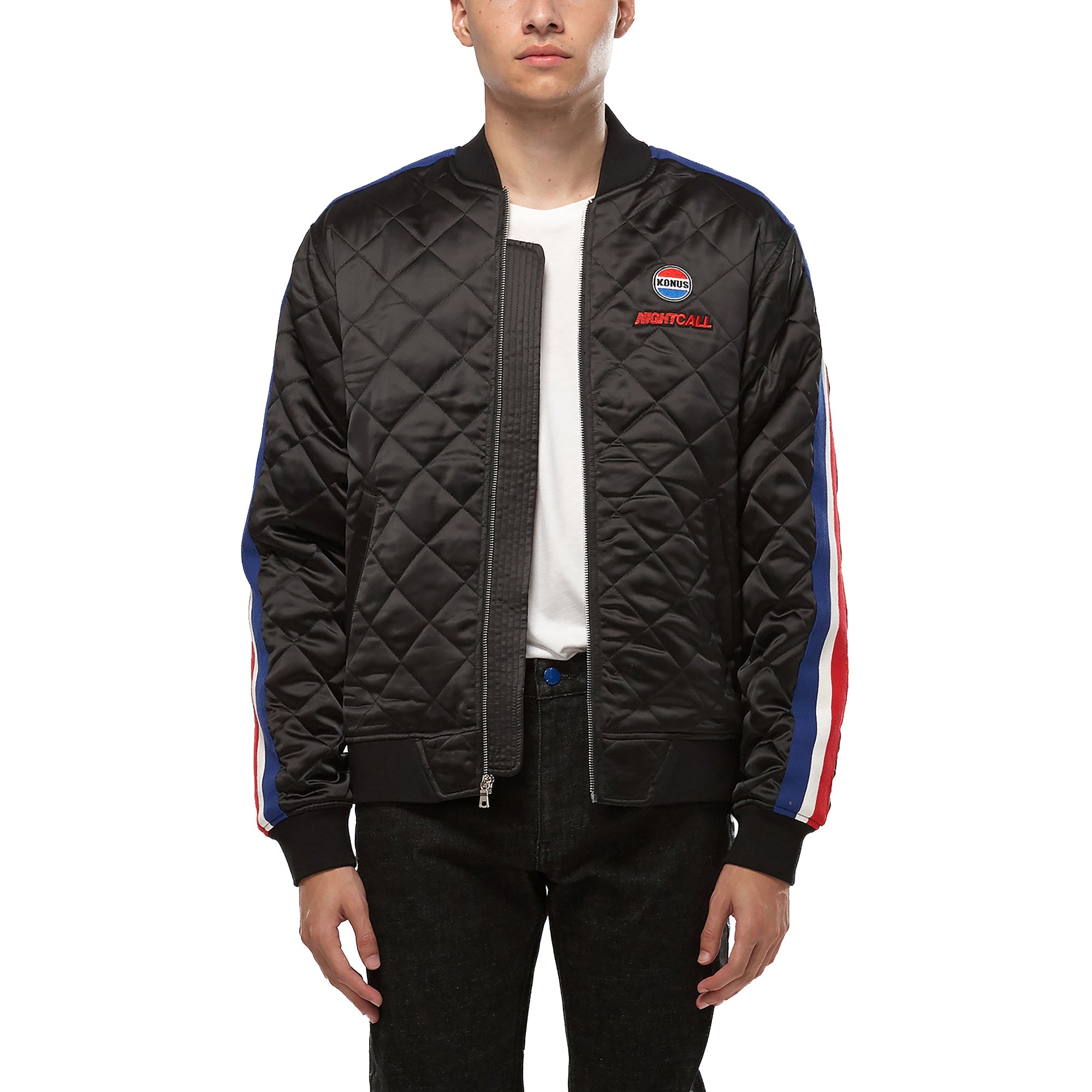 Konus Men's Quilted Satin Jacket in Black