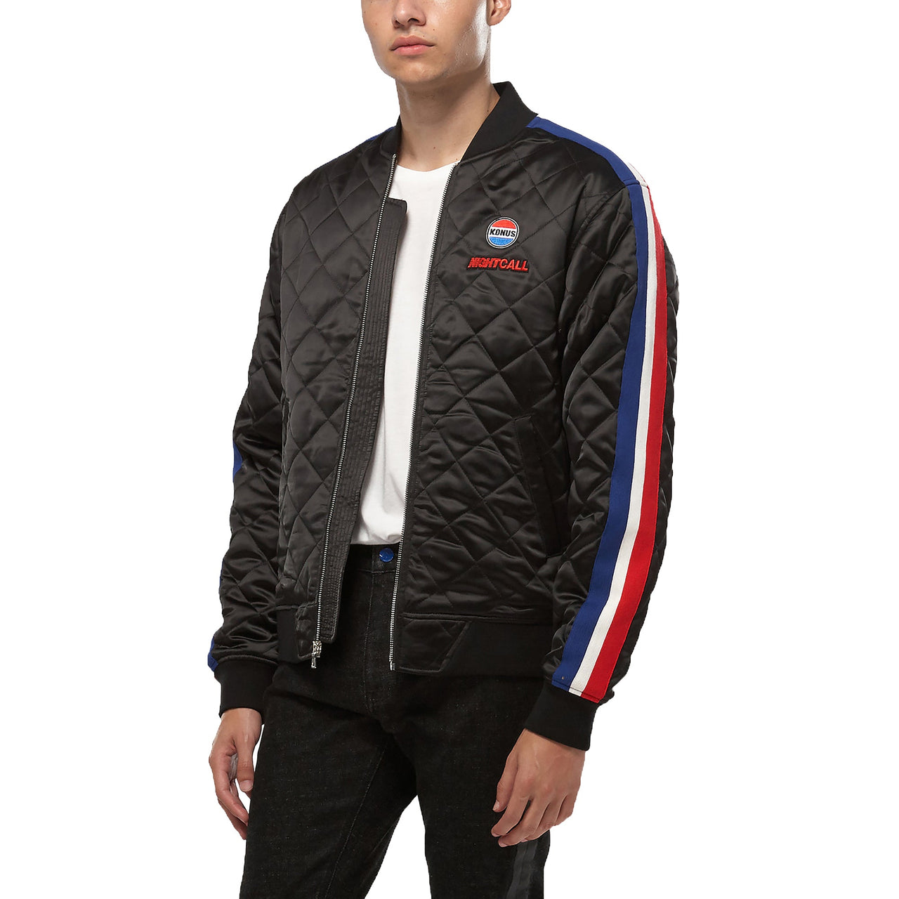 Konus Men's Quilted Satin Jacket in Black