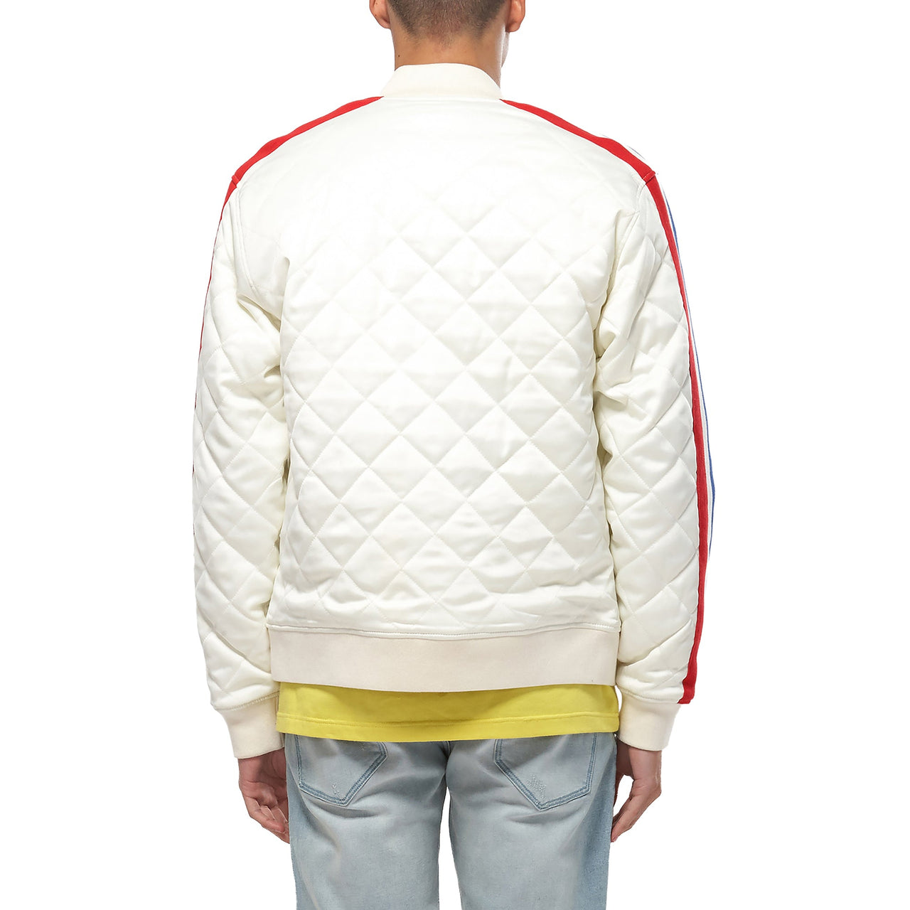 Konus Men's Quilted Satin Jacket in Off White