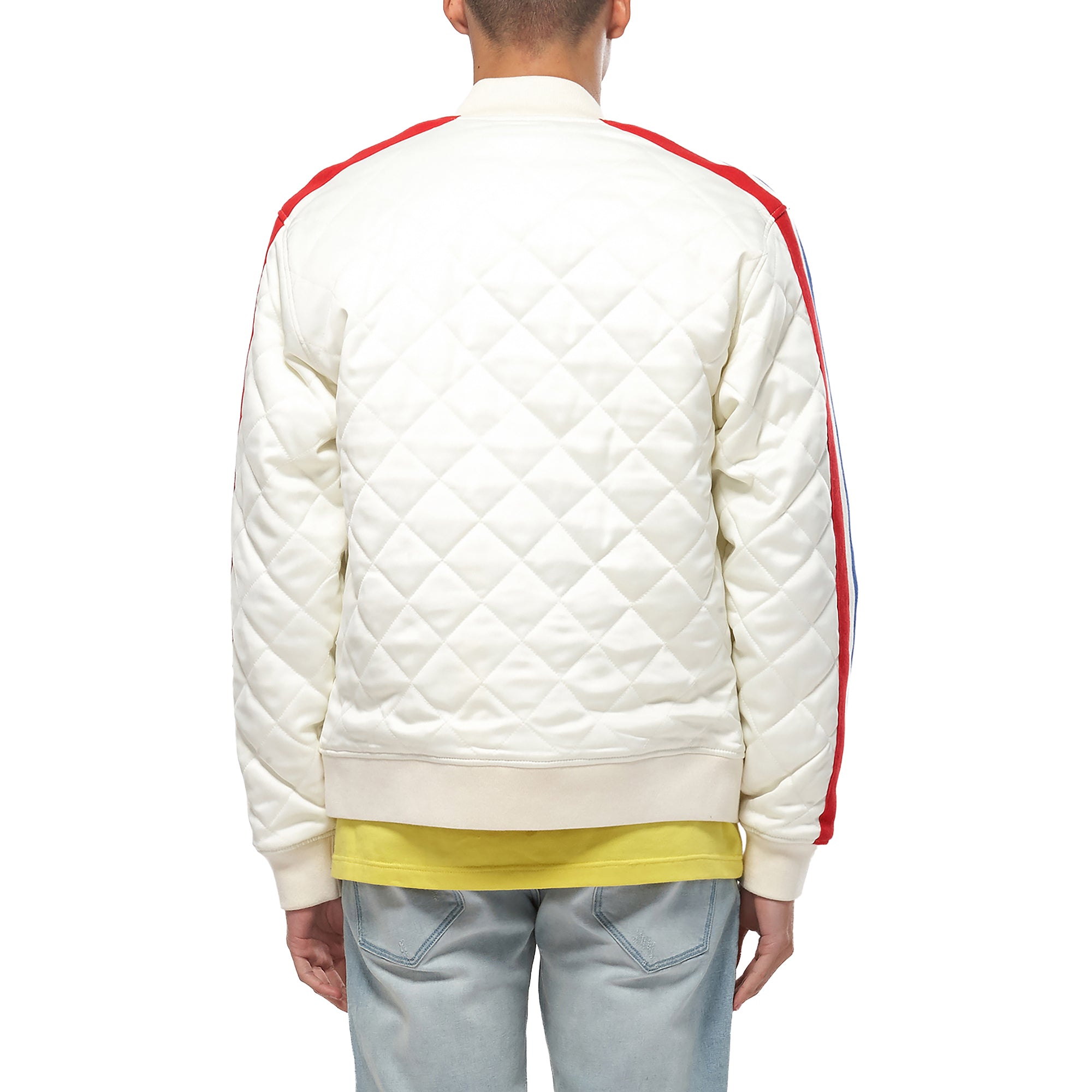 Konus Men's Quilted Satin Jacket in Off White