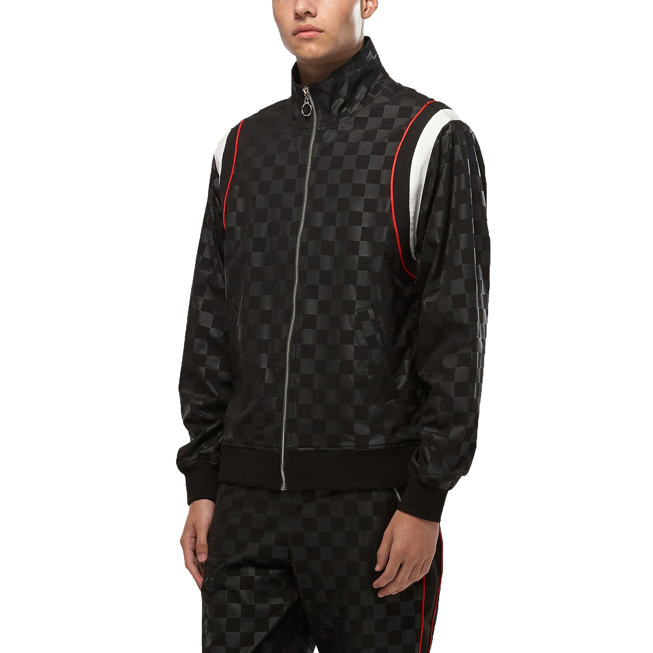 Konus Men's Tonal Checkered Jacket in Black