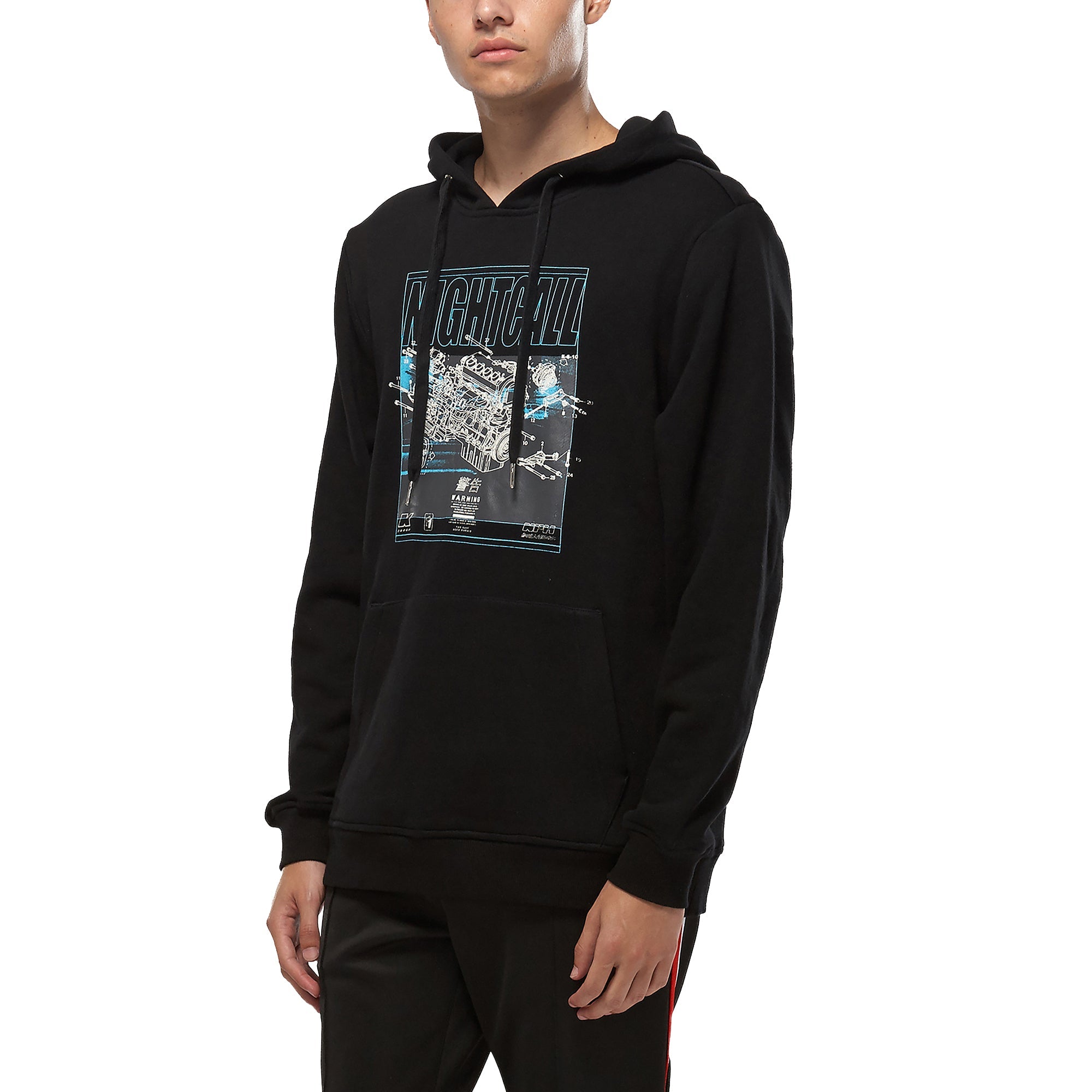 Konus Men's Graphic Pullover Hoodie in Black