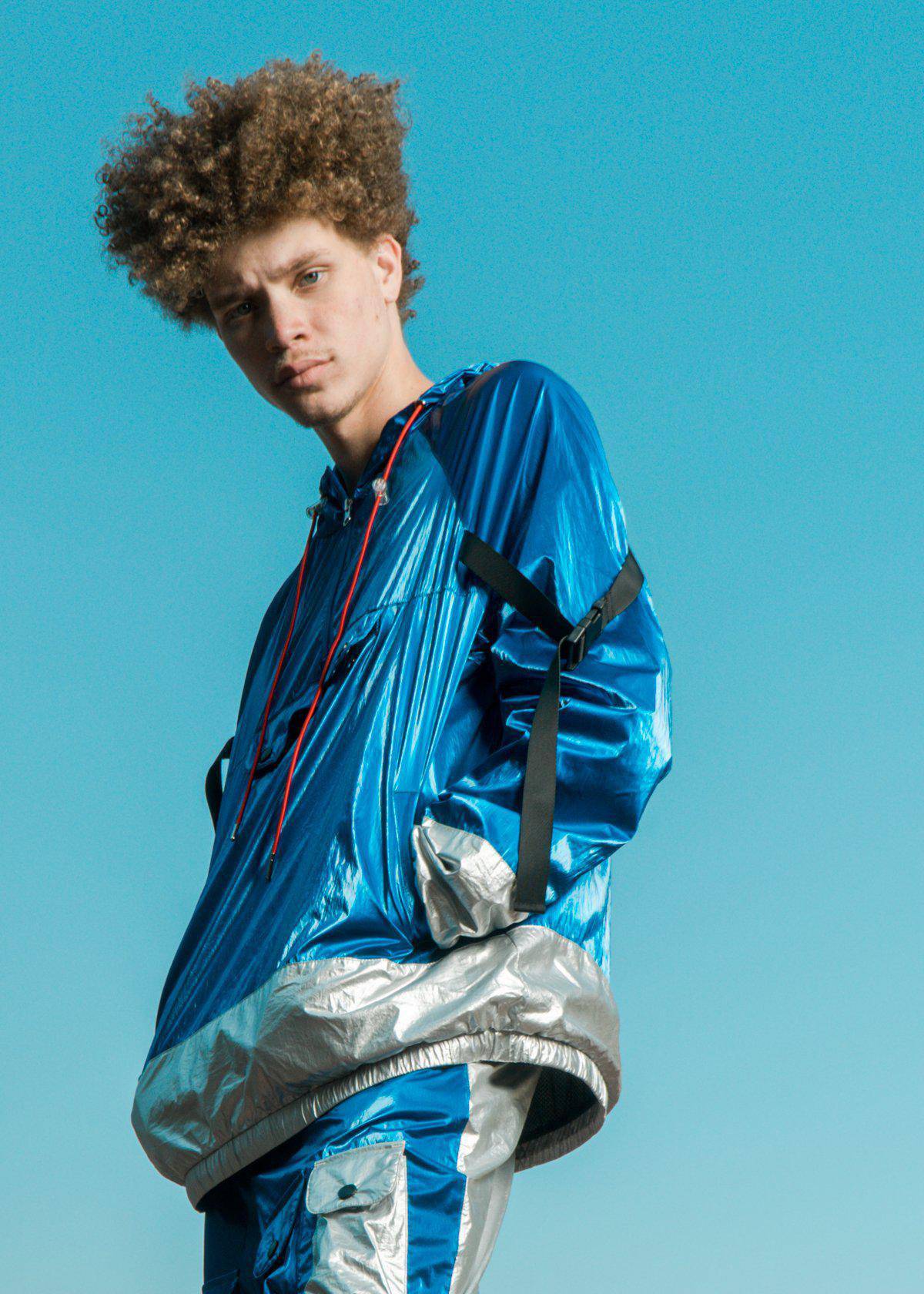 Blank State Men's Anorak in Metallic Blue