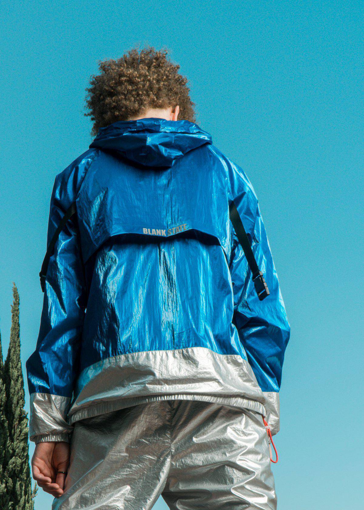 Blank State Men's Anorak in Metallic Blue
