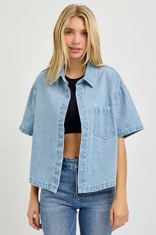 RISEN Oversized Half Sleeve Cropped Shirts