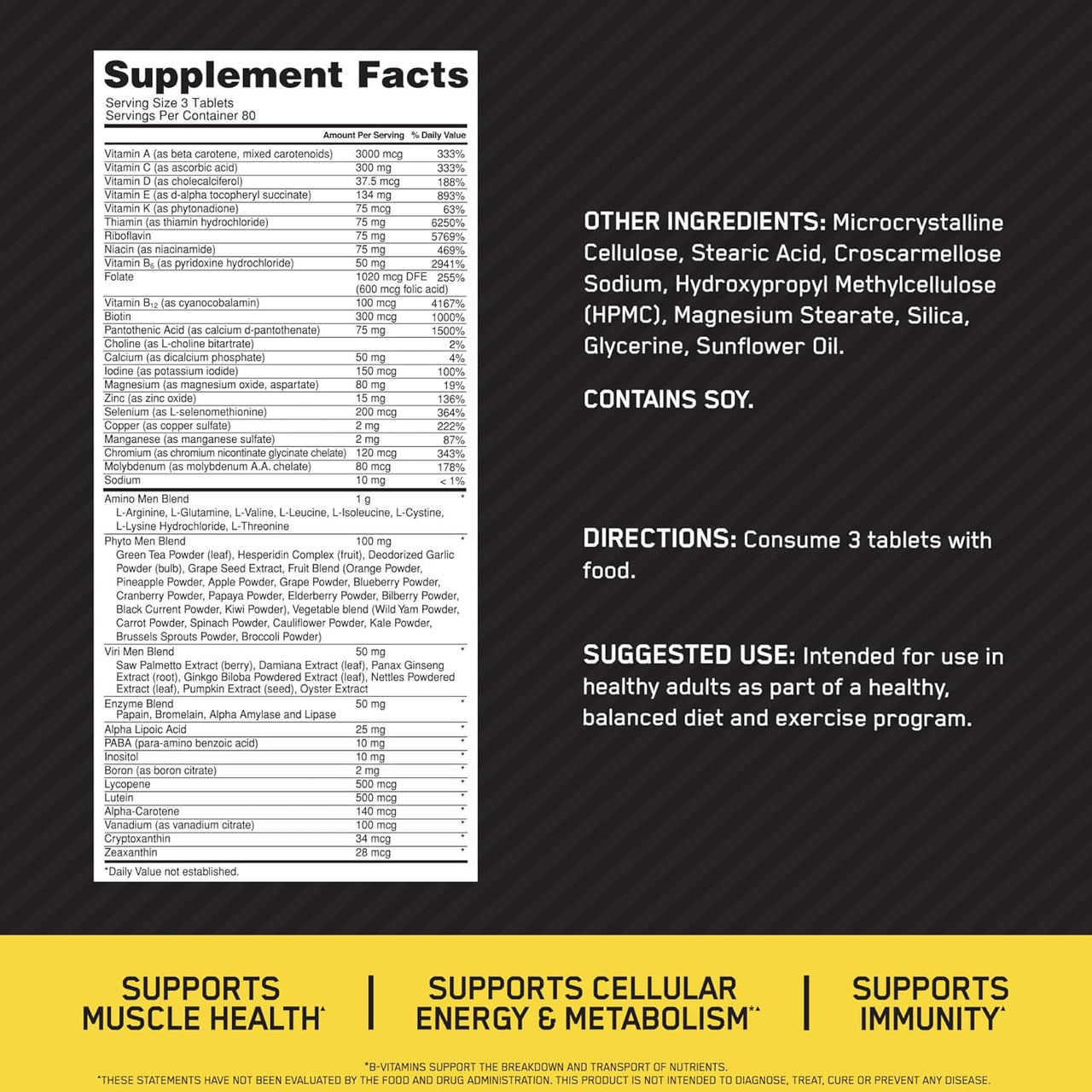 Optimum Nutrition Opti-Men Multivitamin Tablets