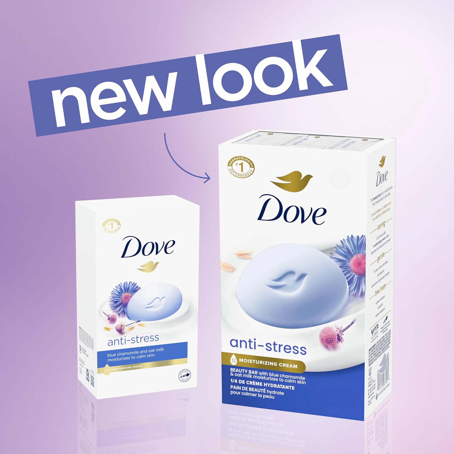 Dove Beauty Bar Gentle Cleanser Anti-Stress Cream Bar Moisturizes To Calm Skin Gentle Bar Soap Cleanser Made With 1/4 Moisturizing Cream 6 pack