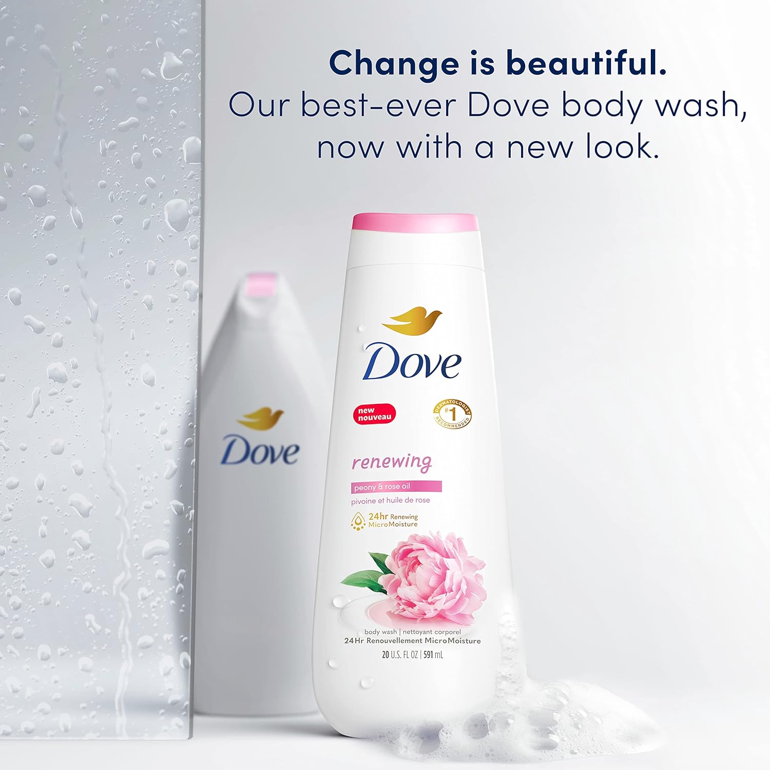Dove Body Wash 4 Count Renewing Peony and Rose Oil for Renewed, Healthy-Looking Skin Gentle Skin Cleanser with 24hr Renewing MicroMoisture 20 oz