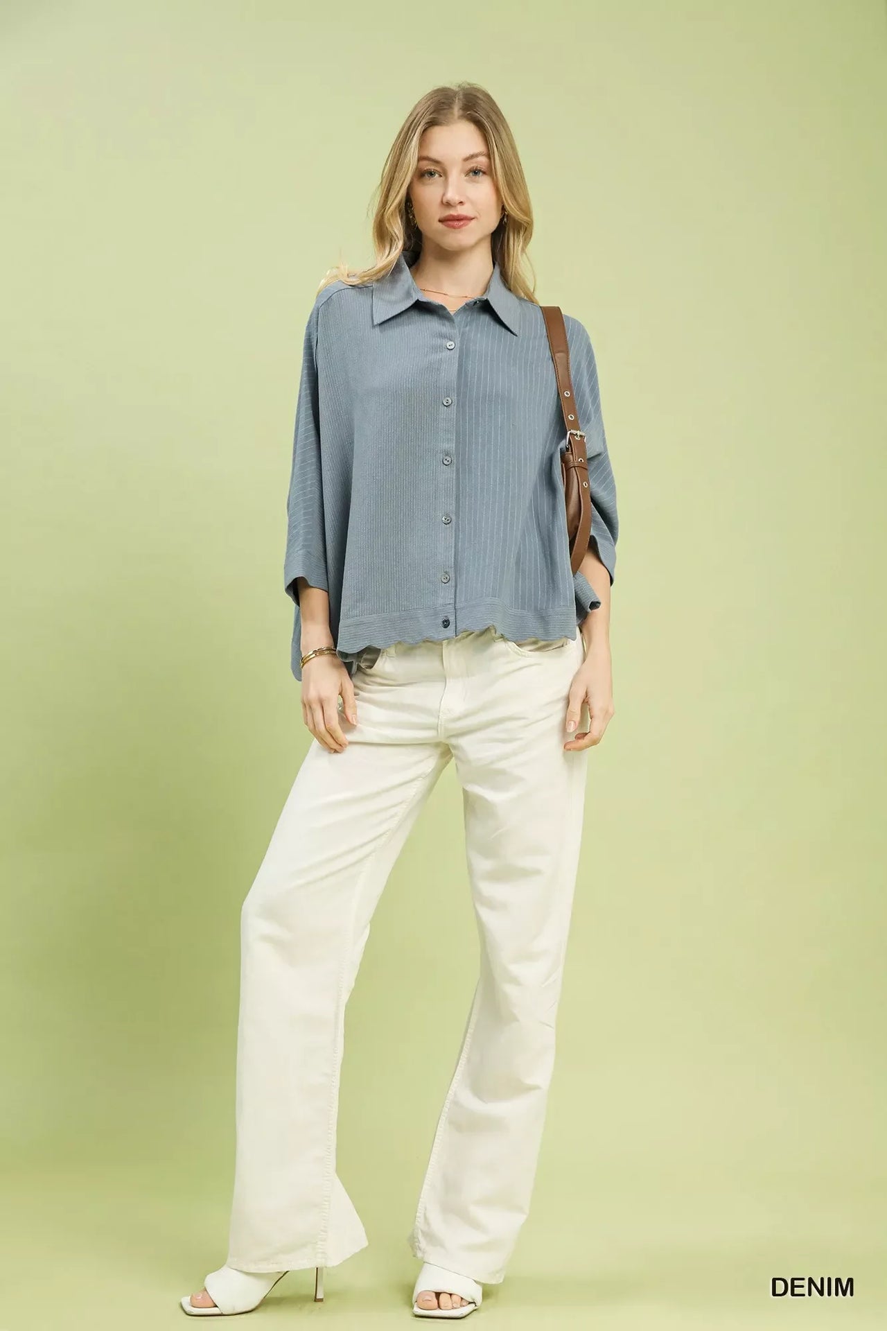 Umgee Oversized Striped Button-Down Shirt