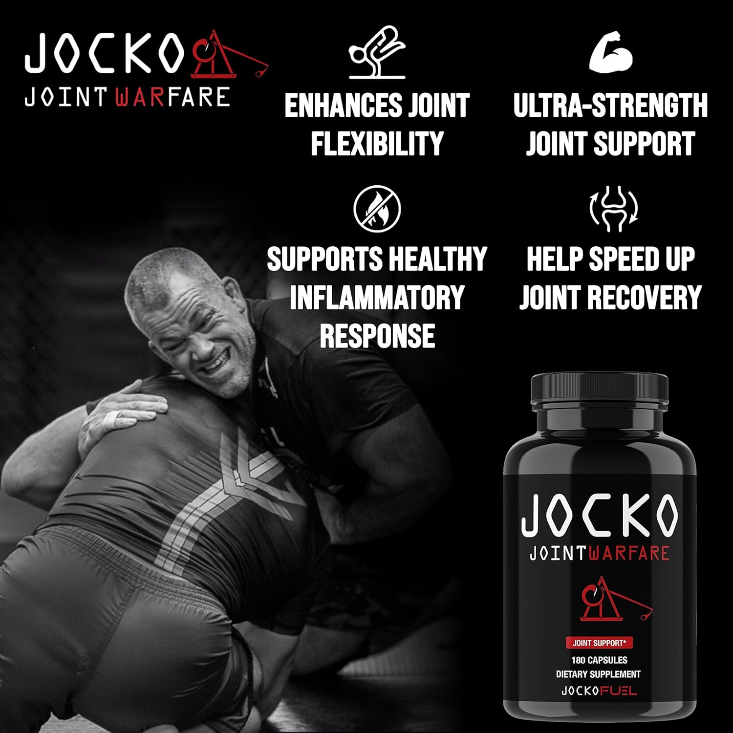 Jocko Fuel Joint Support Supplement - Glucosamine MSM for Joint Pain(180 Capsules)