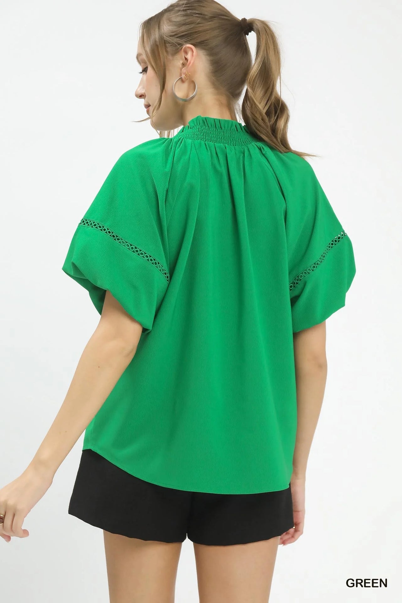 Umgee Lace Trim Peasant Top