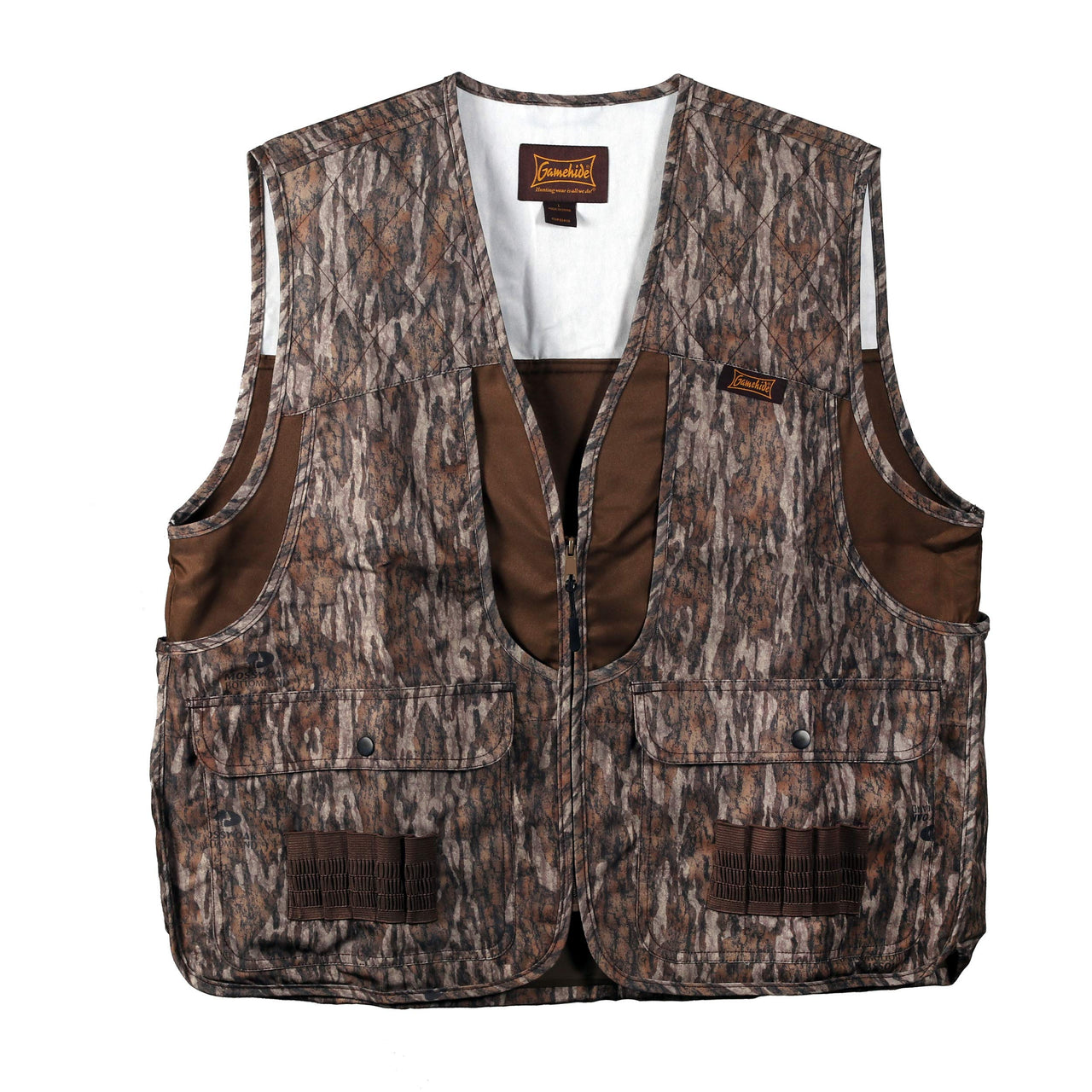 Gamehide Camo Front Loading Upland Dove Hunting Vest With Camo Back (Mossy Oak New Bottomland 4X-Large)