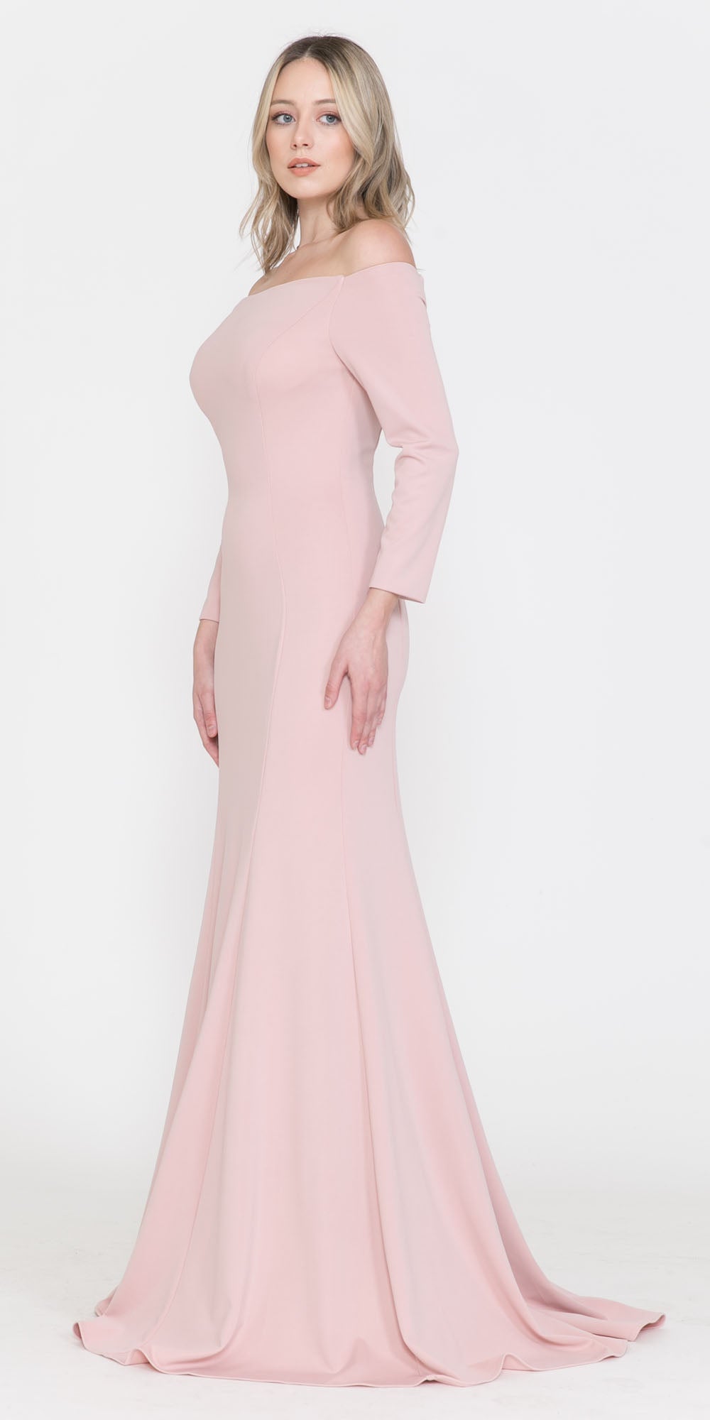 CLEARANCE - Poly USA | Ed Young 8378 Off-Shoulder Long Dress with Long Sleeves (Size M)
