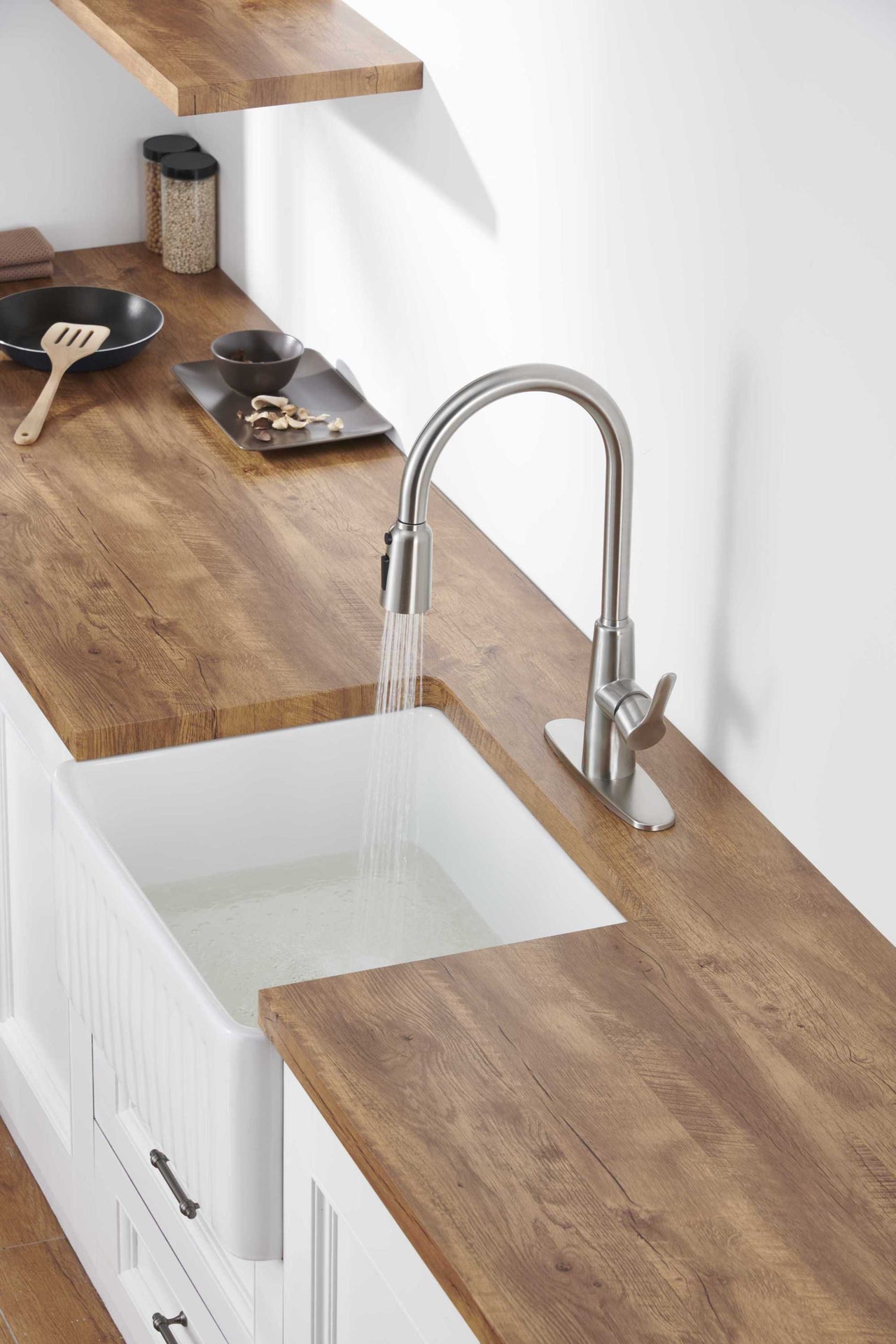 Kitchen Sink Faucet with Pull Out Sprayer Brushed Nickle,Stainless Steel High Arc Kitchen Sink Faucet, 3 Way Setting Single Handle Kitchen Faucets with Deck Plate