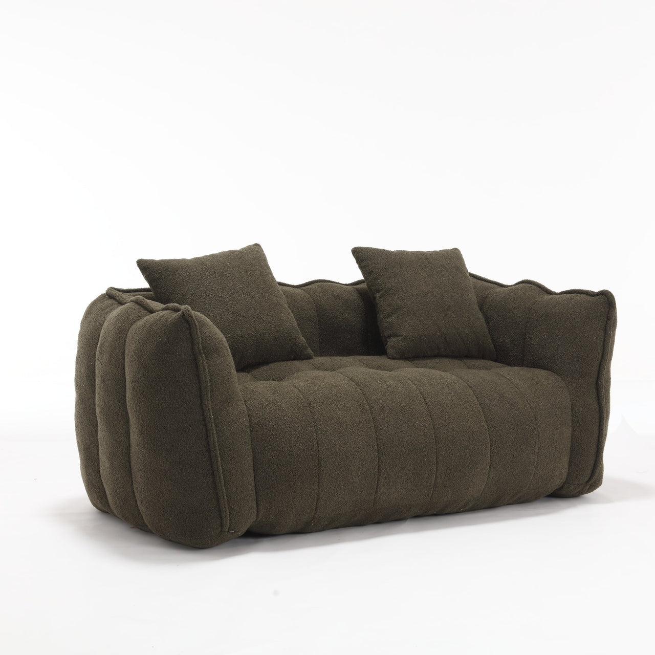 Cozy Beanbag Chair with High Resilience Foam Core for Two - Olive Green Chenille, 66x35x25 inches
